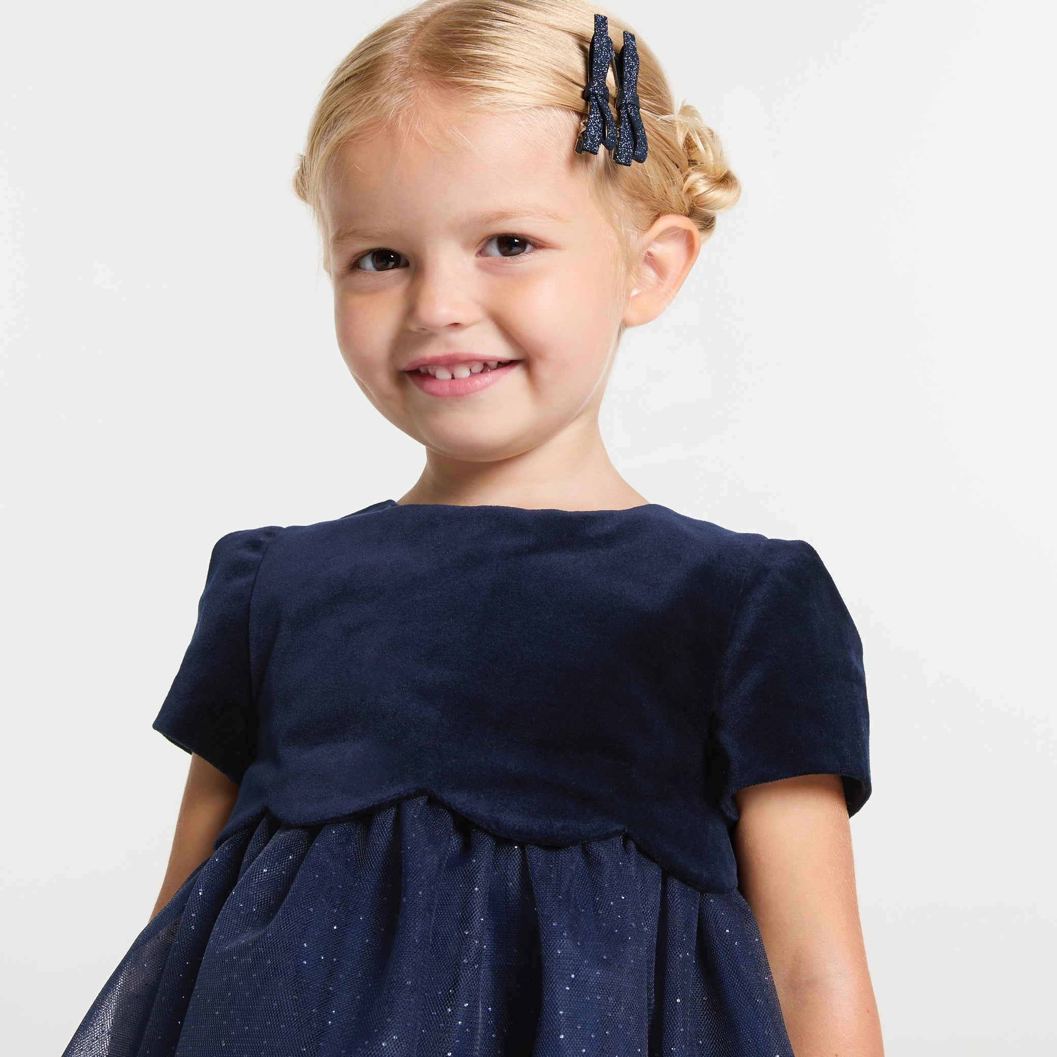 Baby girl two-material Christmas dress - marine jacadi