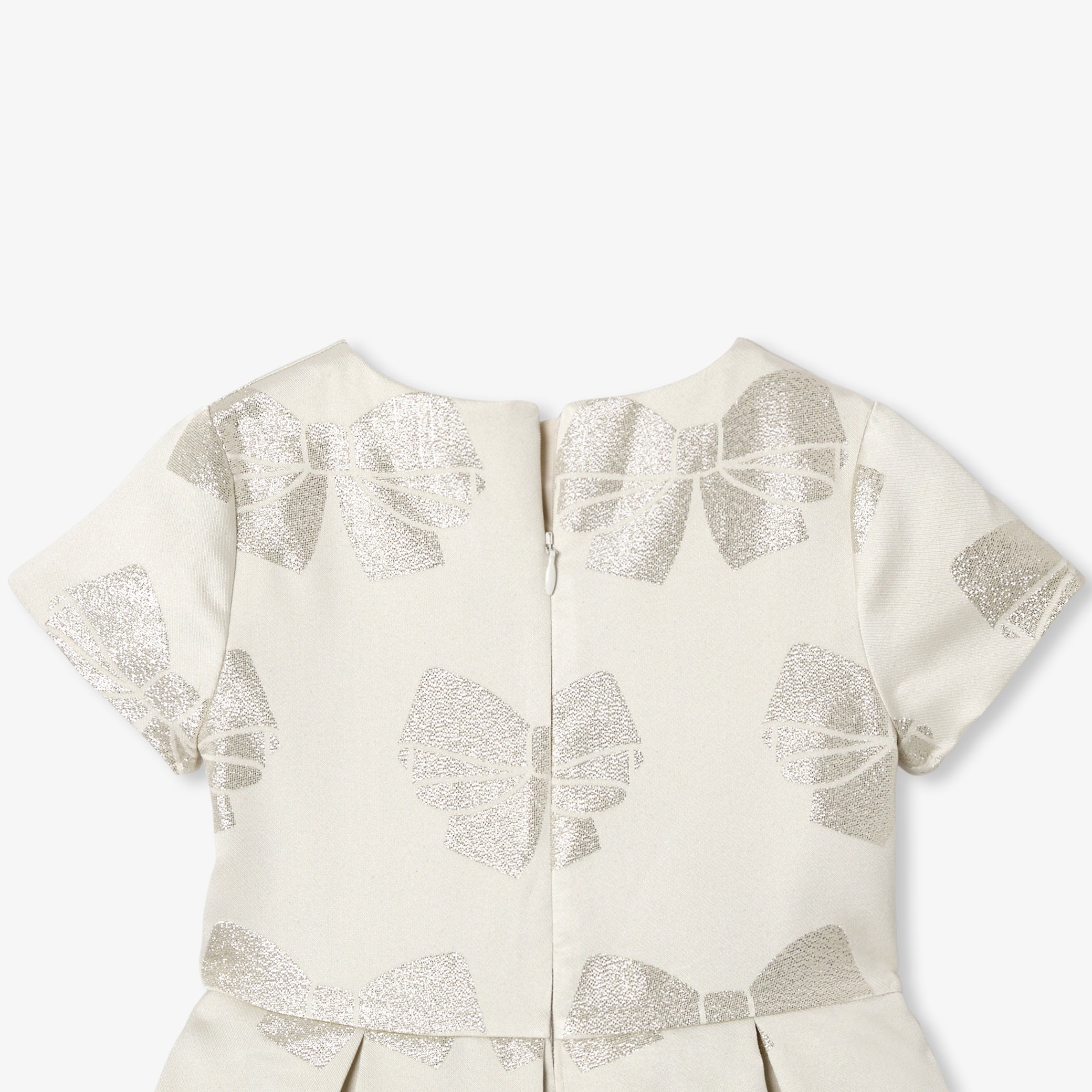 Girl dress jacquard bow - ivoire