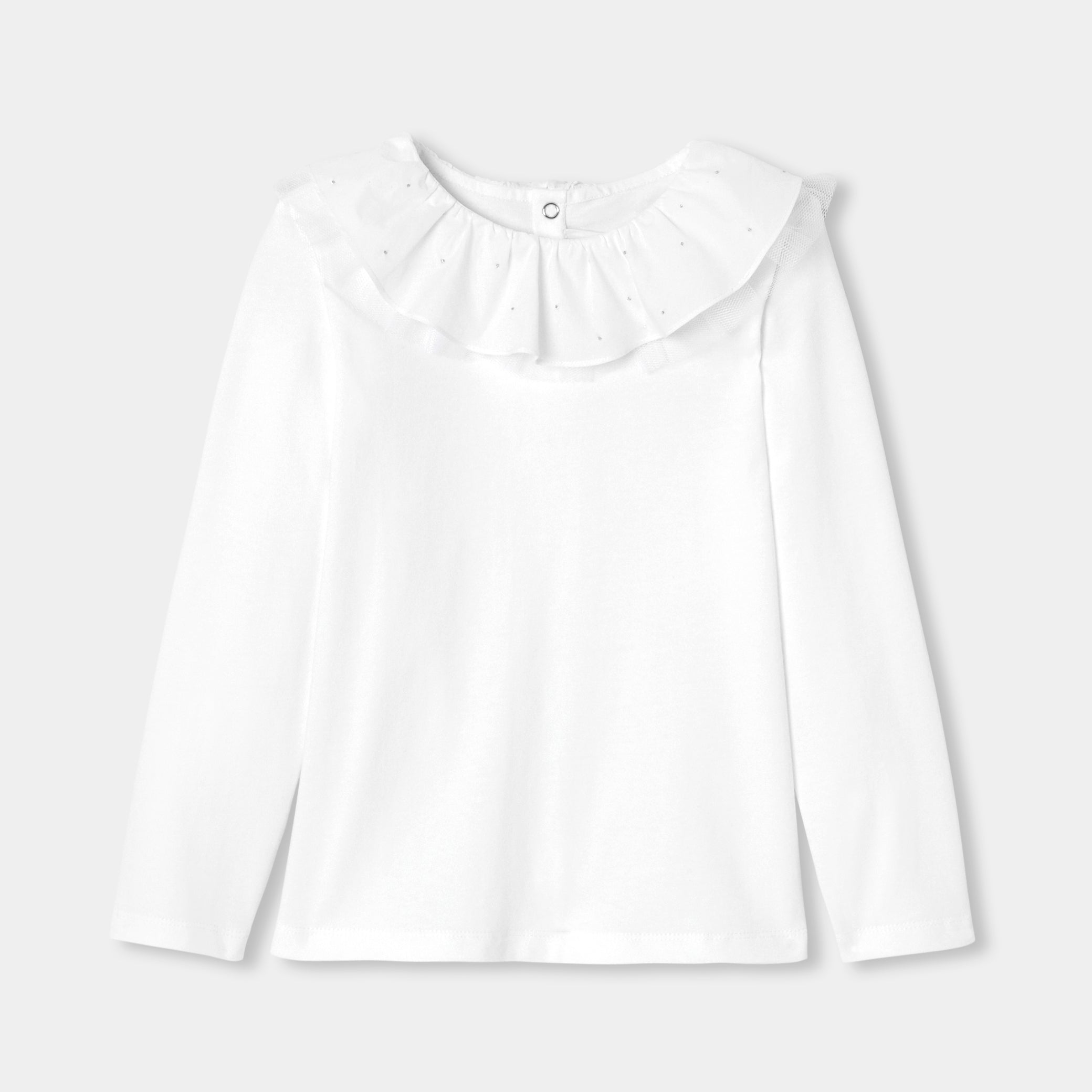 Girl T-shirt with a collar - blanc jacadi