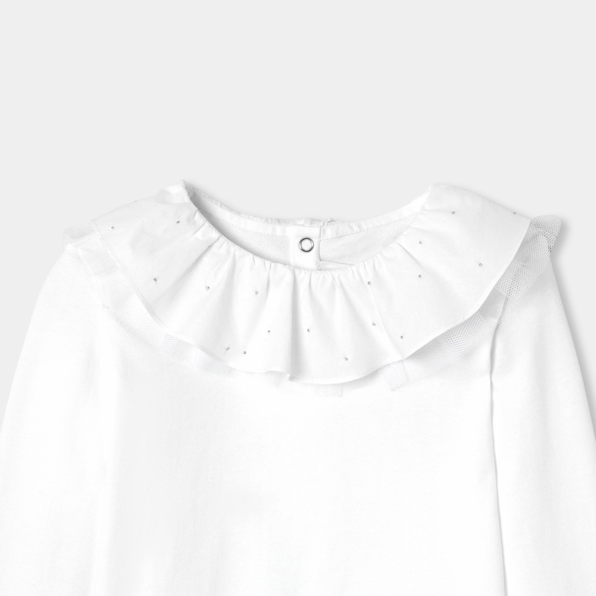 Girl T-shirt with a collar - blanc jacadi