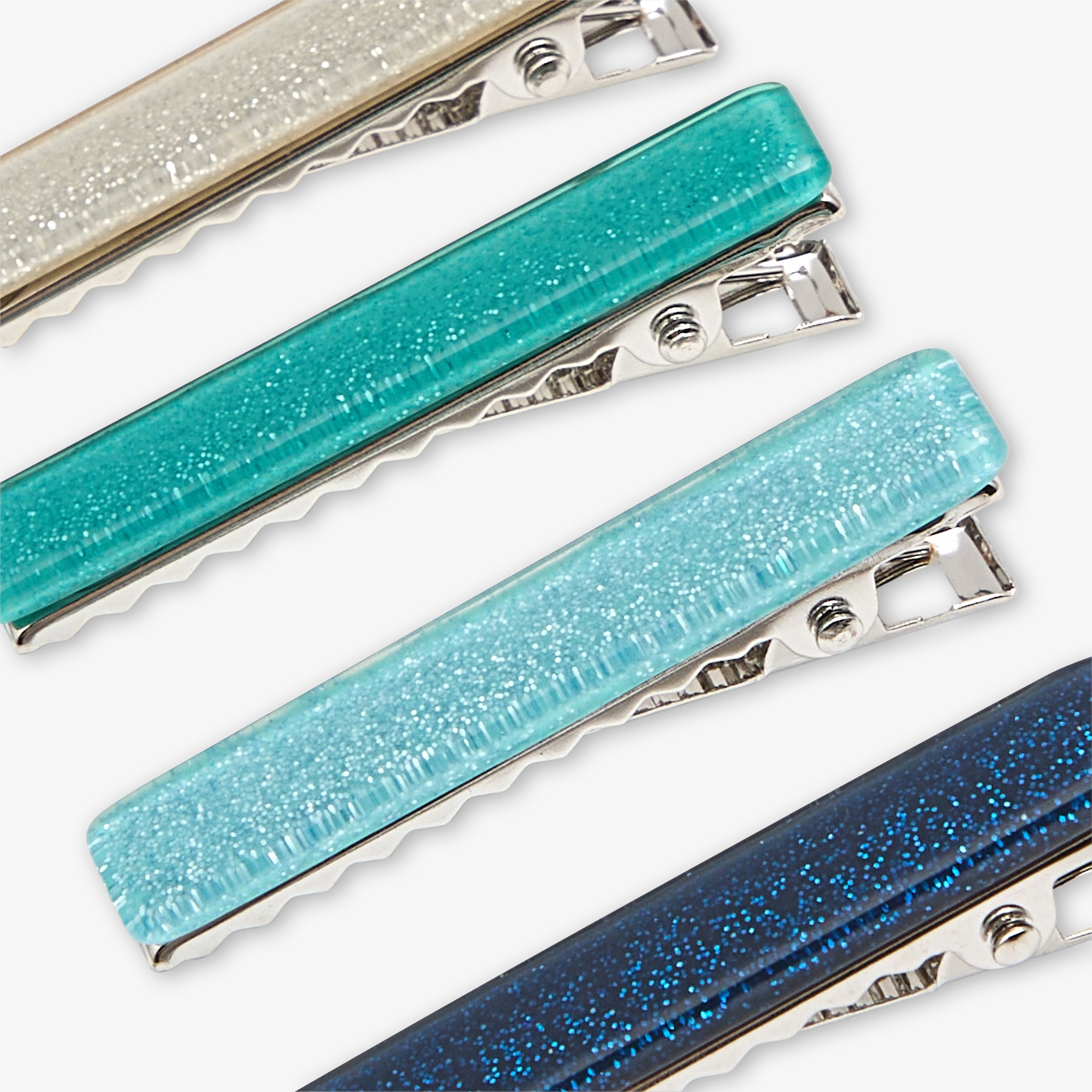 Girl hair clips set - argent/multico