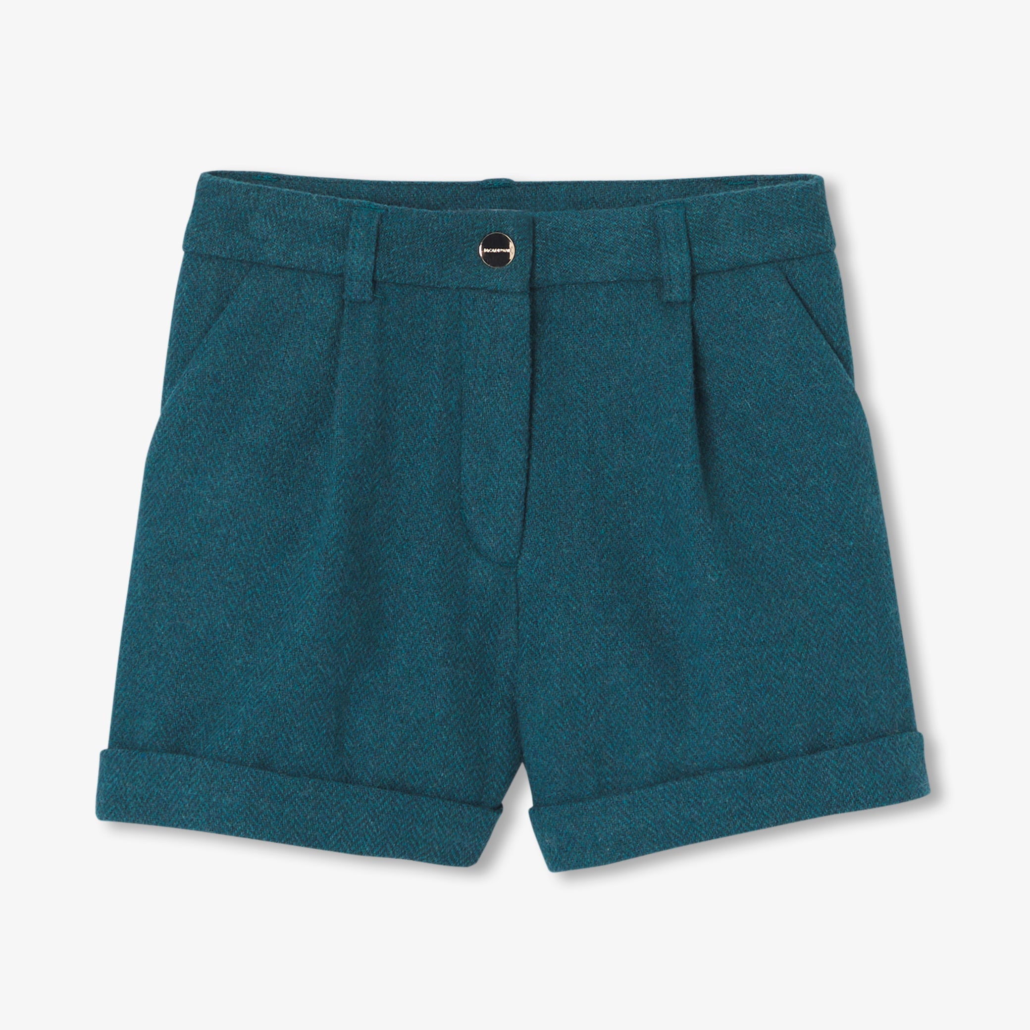 Girl herringbone shorts - vert cedre