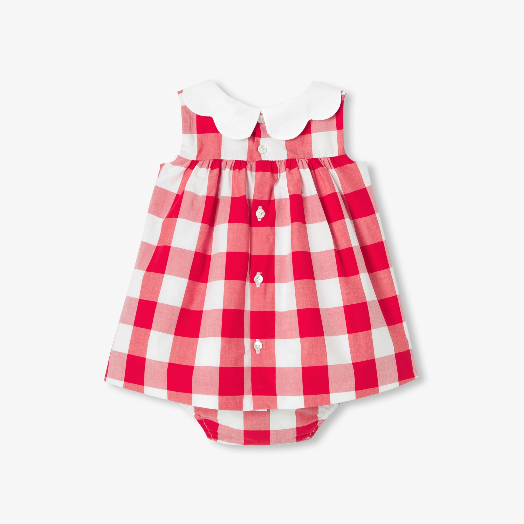 Baby girl dress in gingham poplin - blanc/rouge