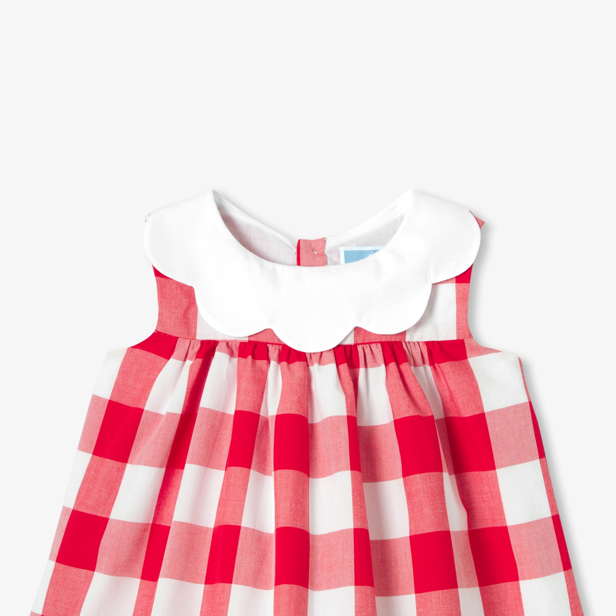 Baby girl dress in gingham poplin - blanc/rouge