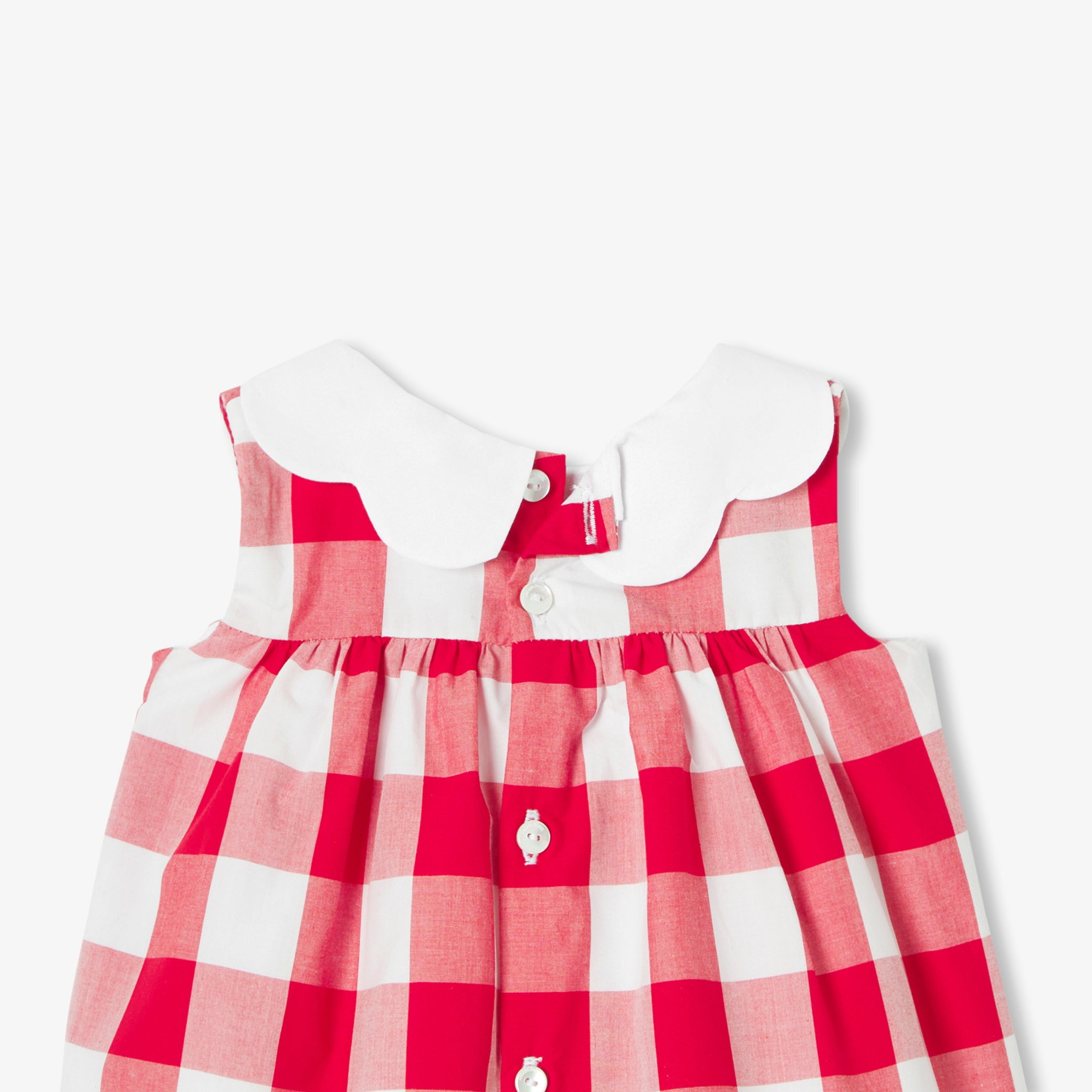Baby girl dress in gingham poplin - blanc/rouge