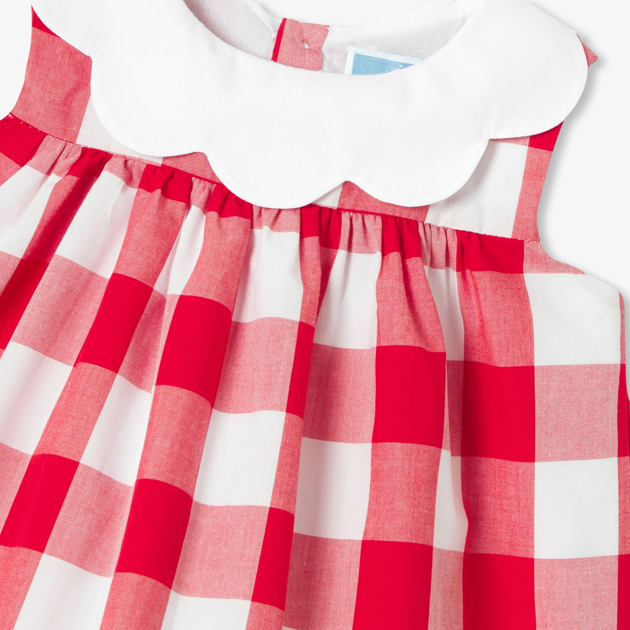 Baby girl dress in gingham poplin - blanc/rouge