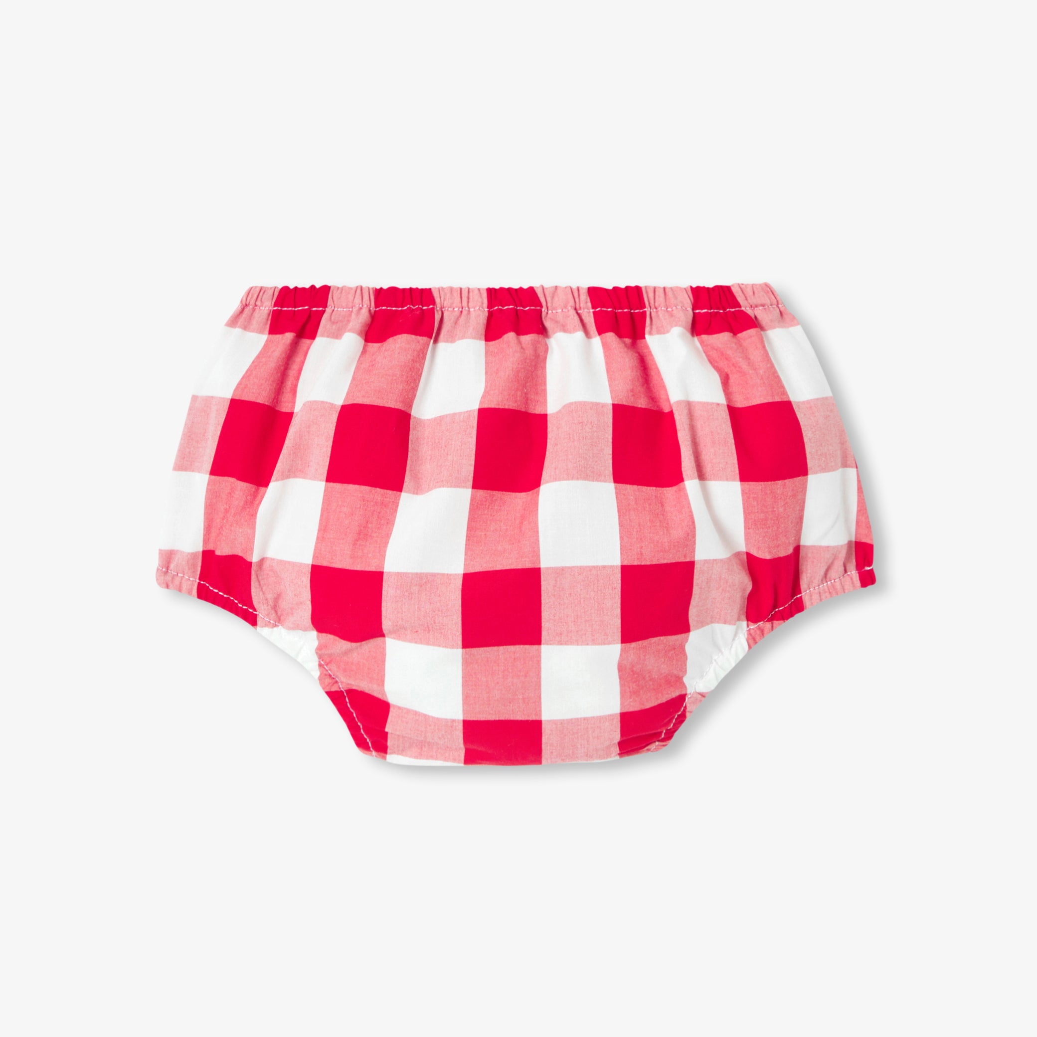 Baby girl dress in gingham poplin - blanc/rouge