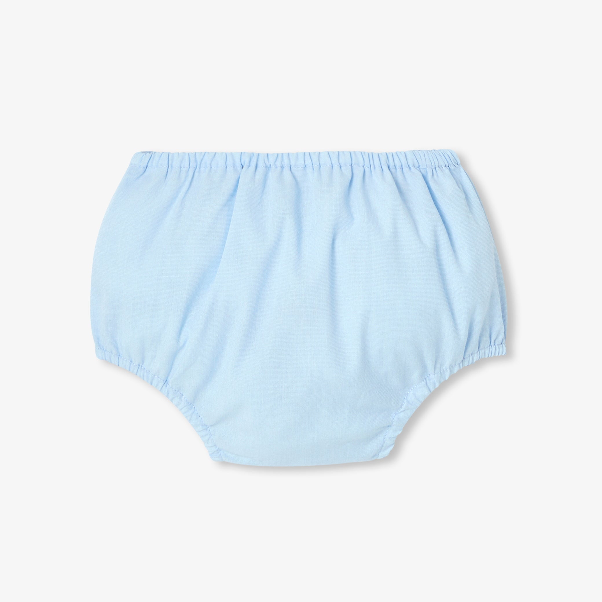 Baby girl dress in cotton fil-à-fil - bleu/blanc