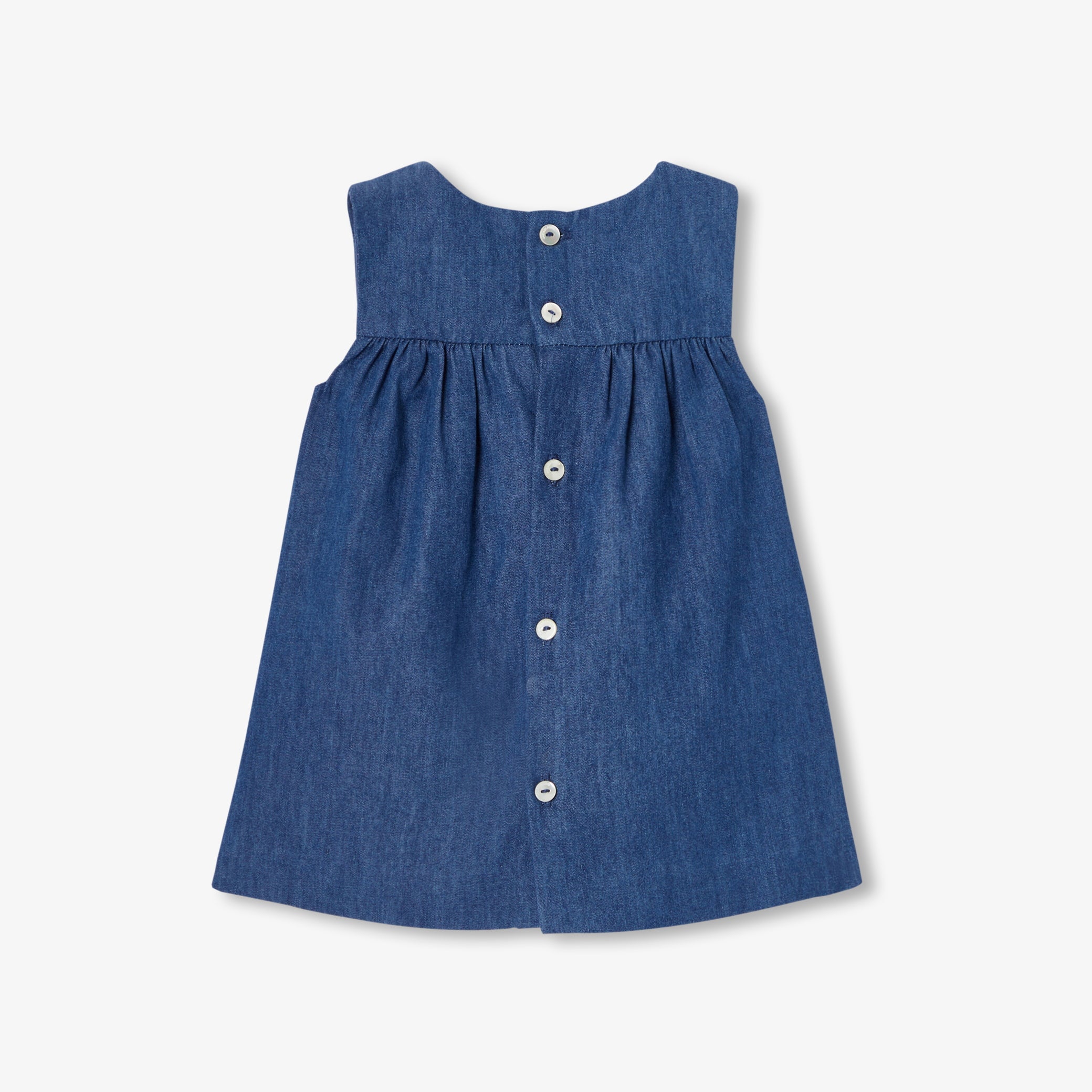 Baby girl pinafore dress in lightweight denim - denim fonce
