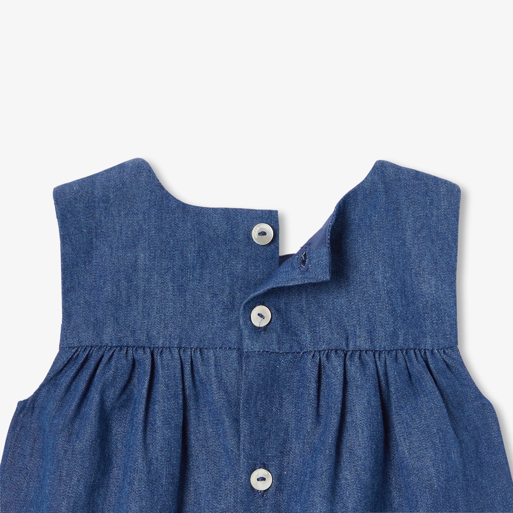 Baby girl pinafore dress in lightweight denim - denim fonce