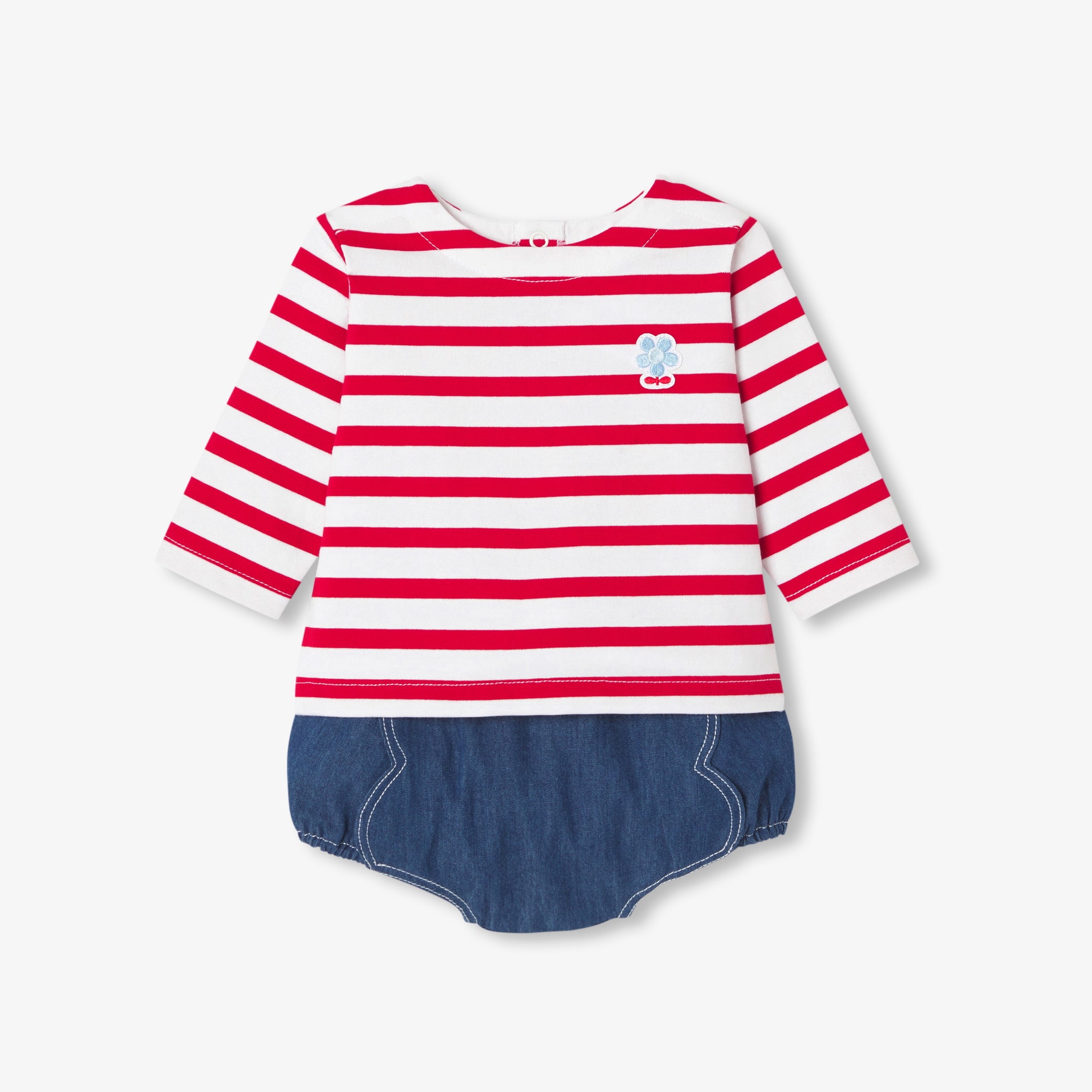 Baby girl cotton set - blanc/multico