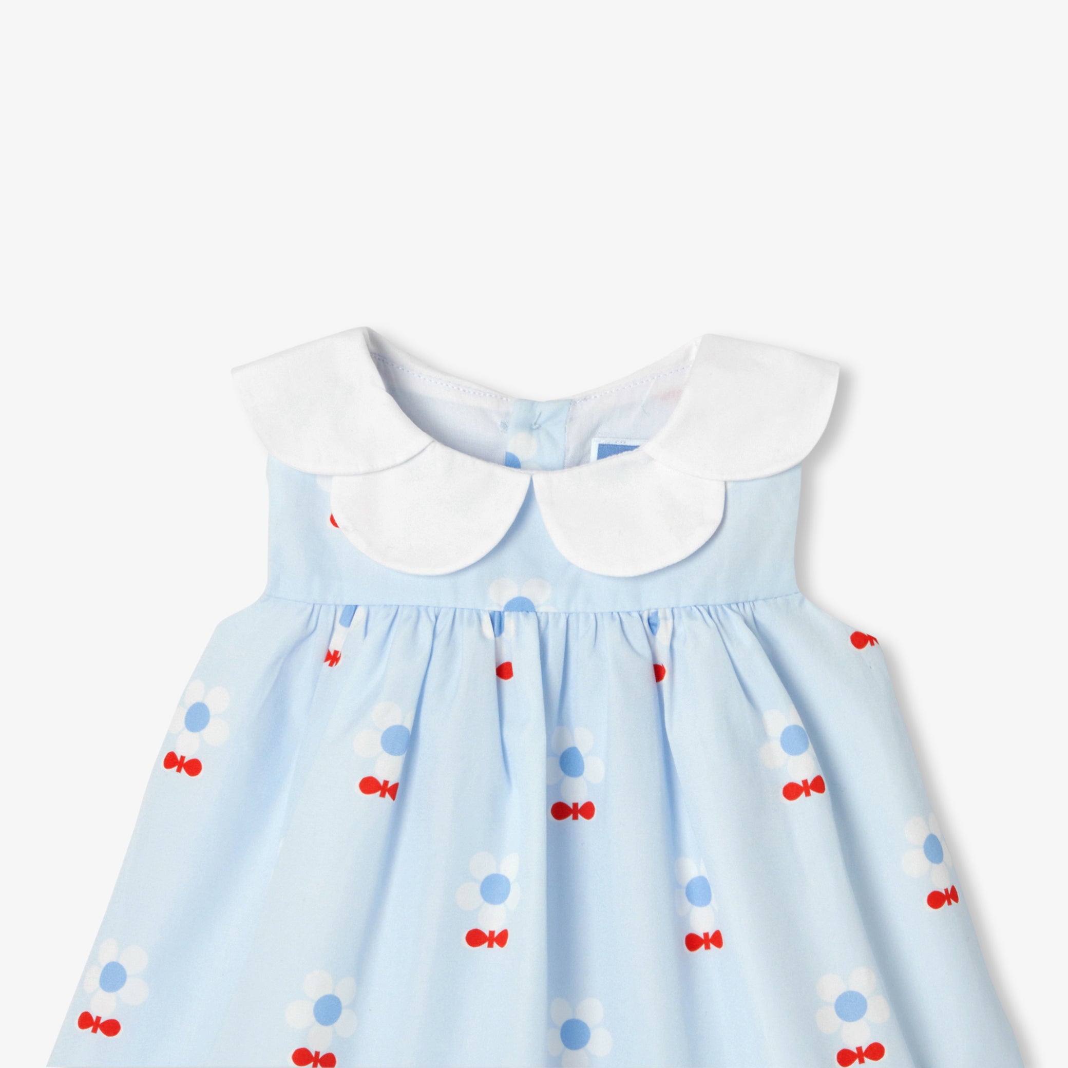 Floral poplin baby girl dress - bleu/multico