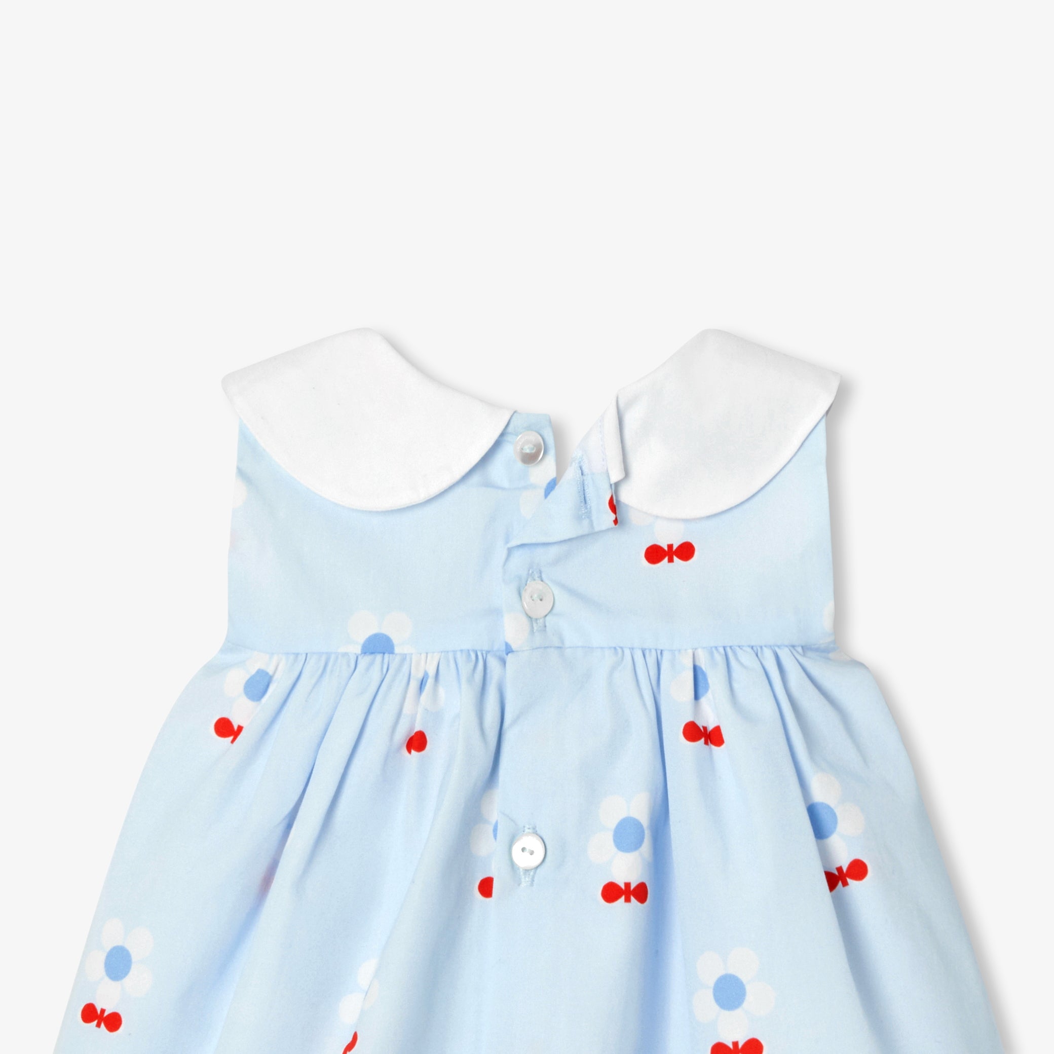 Floral poplin baby girl dress - bleu/multico