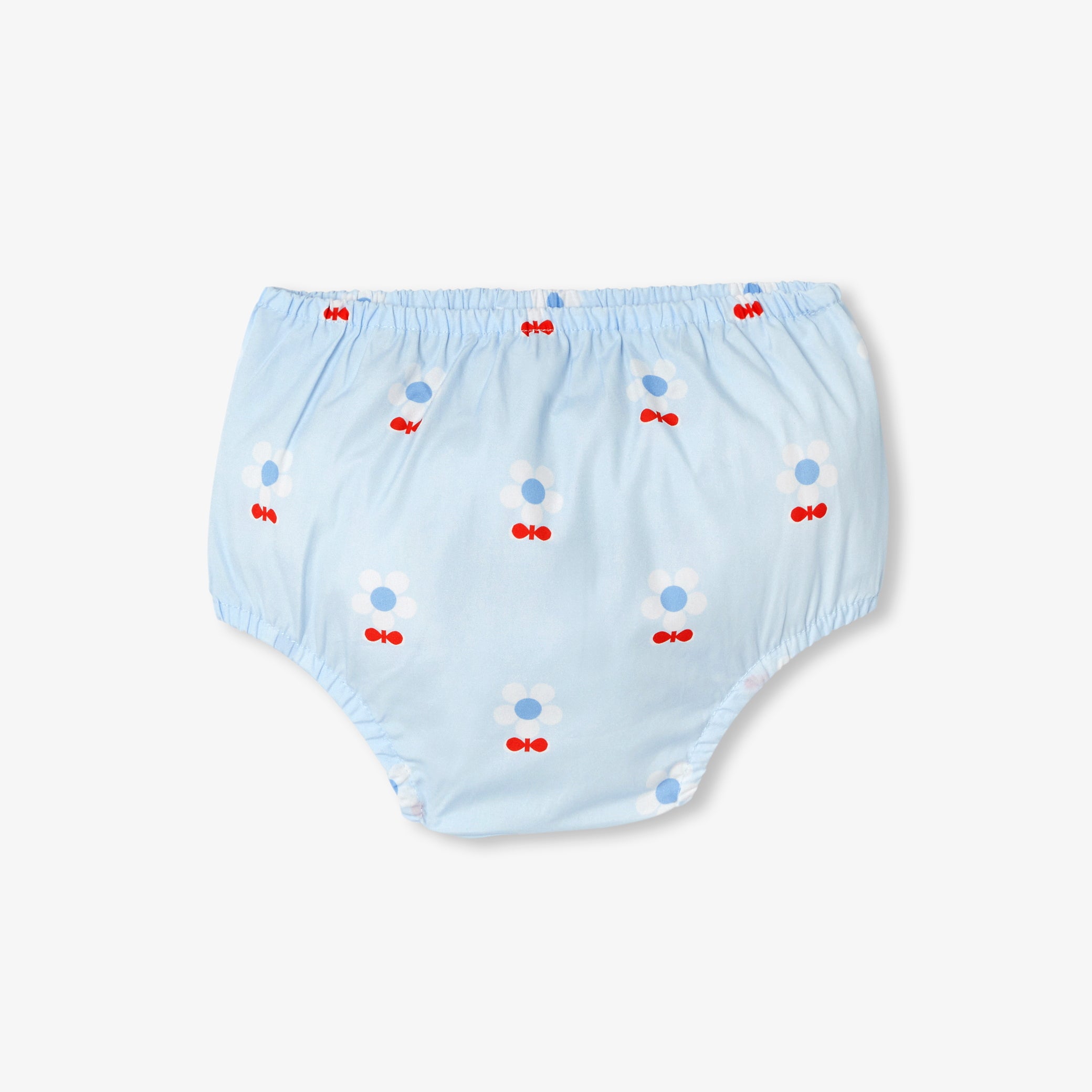 Floral poplin baby girl dress - bleu/multico