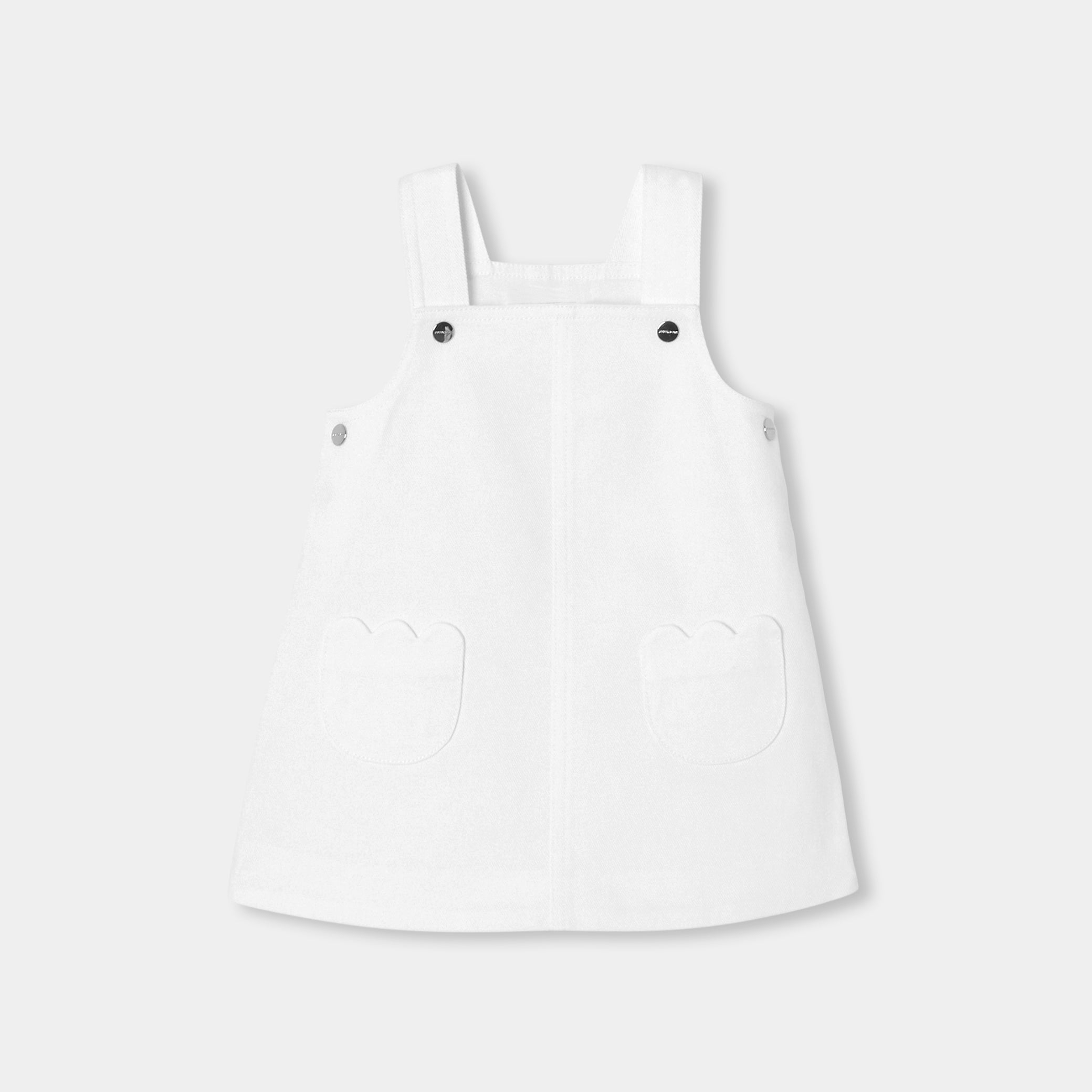 Baby girl twill pinafore dress - blanc jacadi
