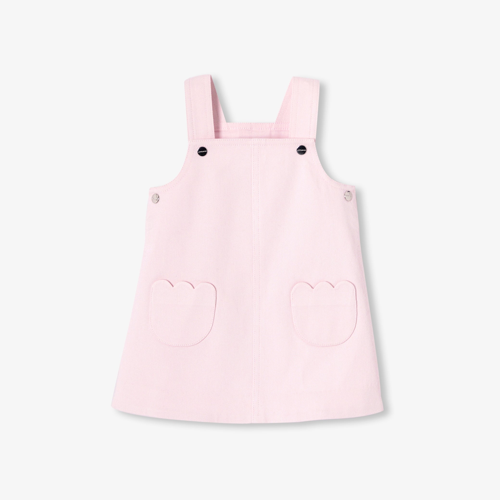 Baby girl twill pinafore dress - rose poudre jacadi