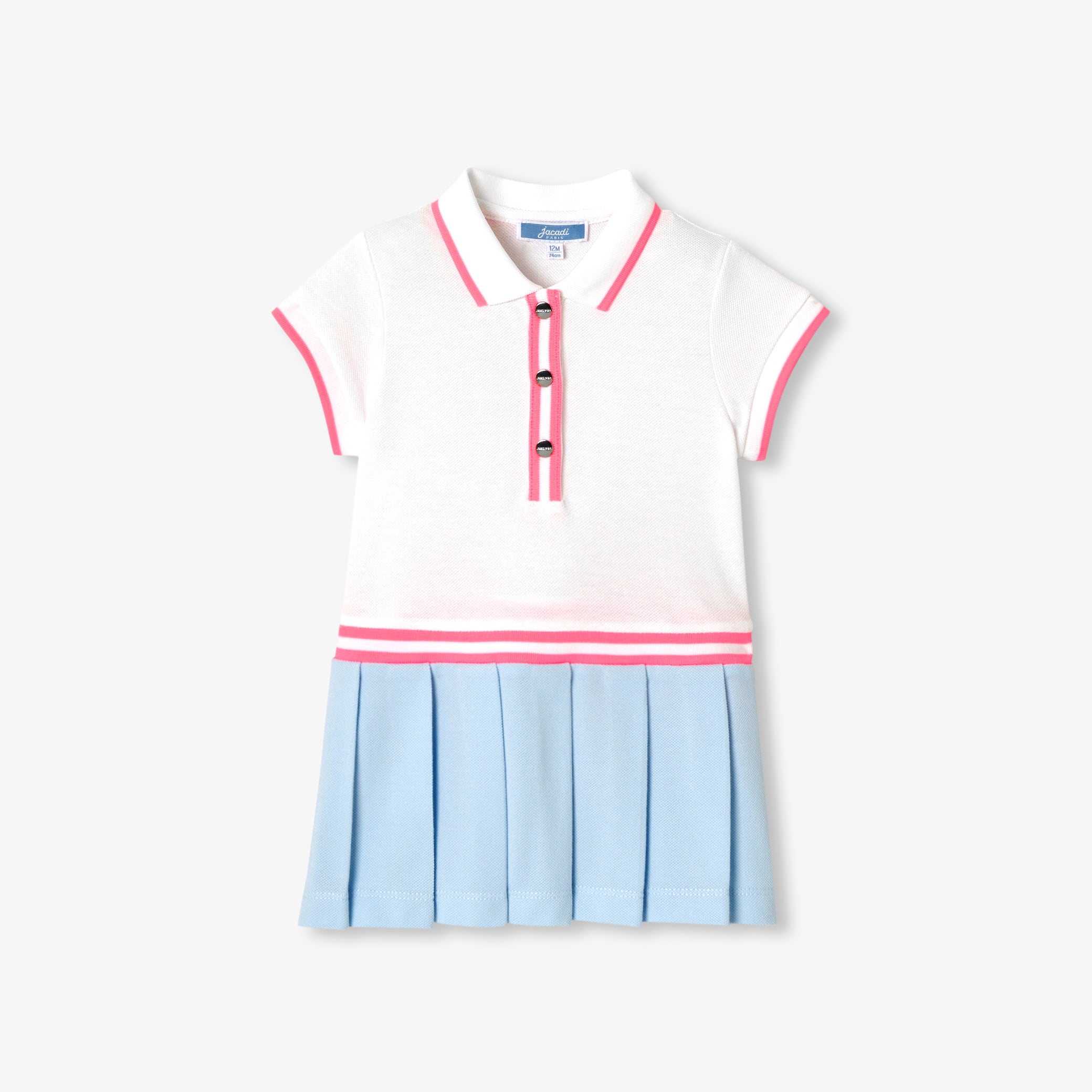 Baby girl polo dress in cotton piqué - blanc/bleu