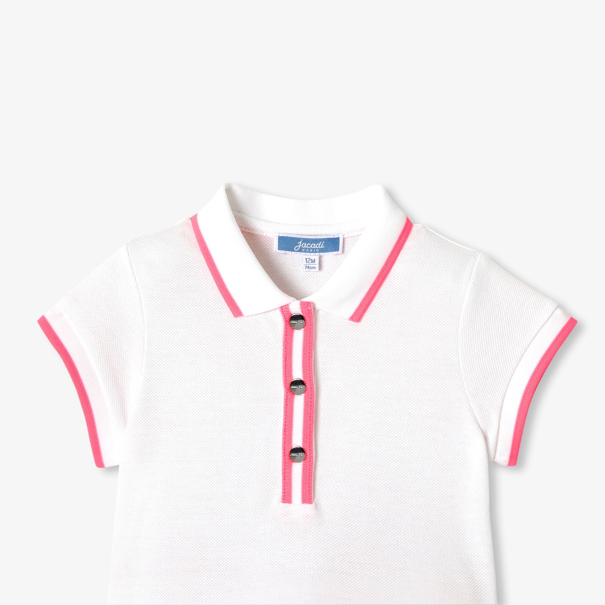 Baby girl polo dress in cotton piqué - blanc/bleu