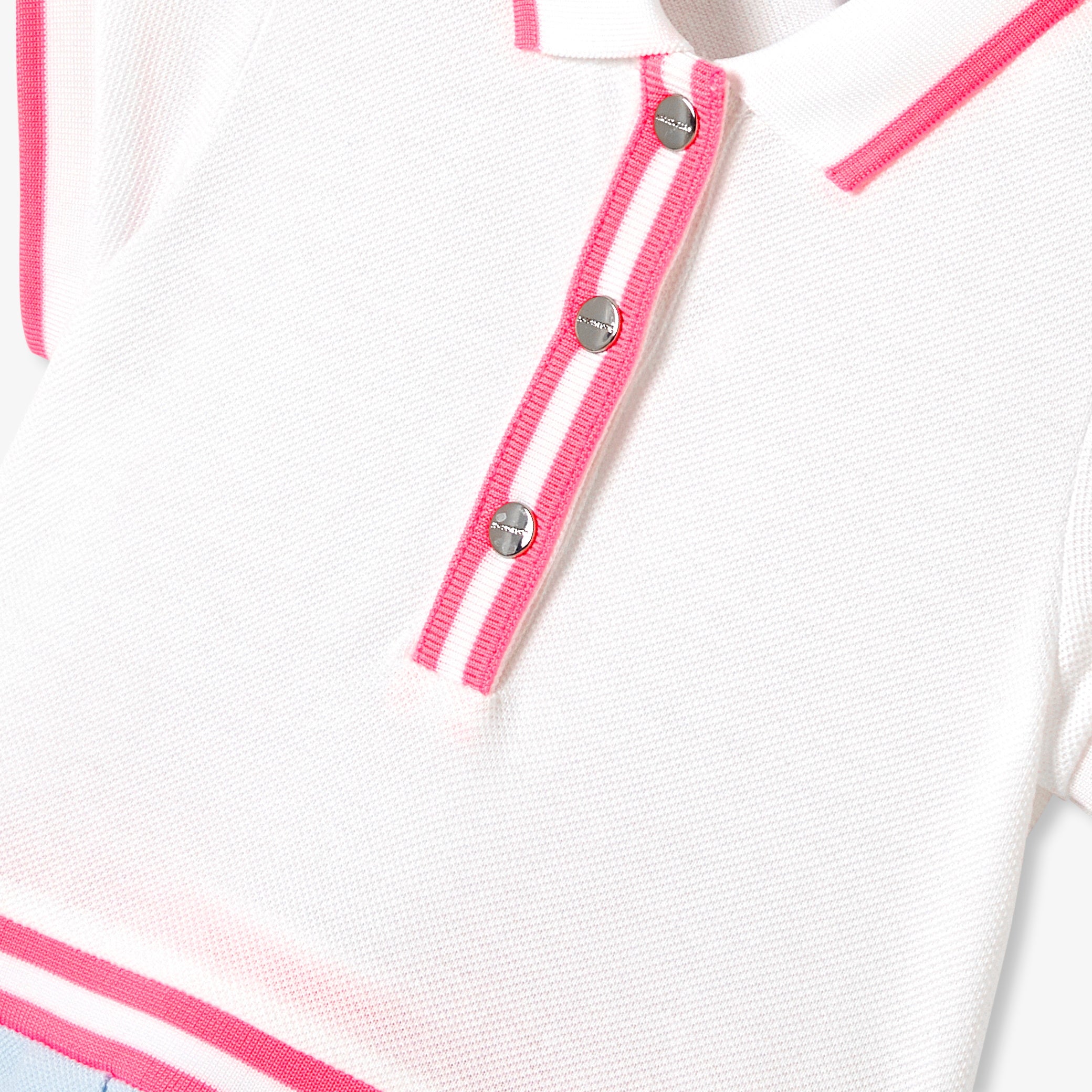 Baby girl polo dress in cotton piqué - blanc/bleu