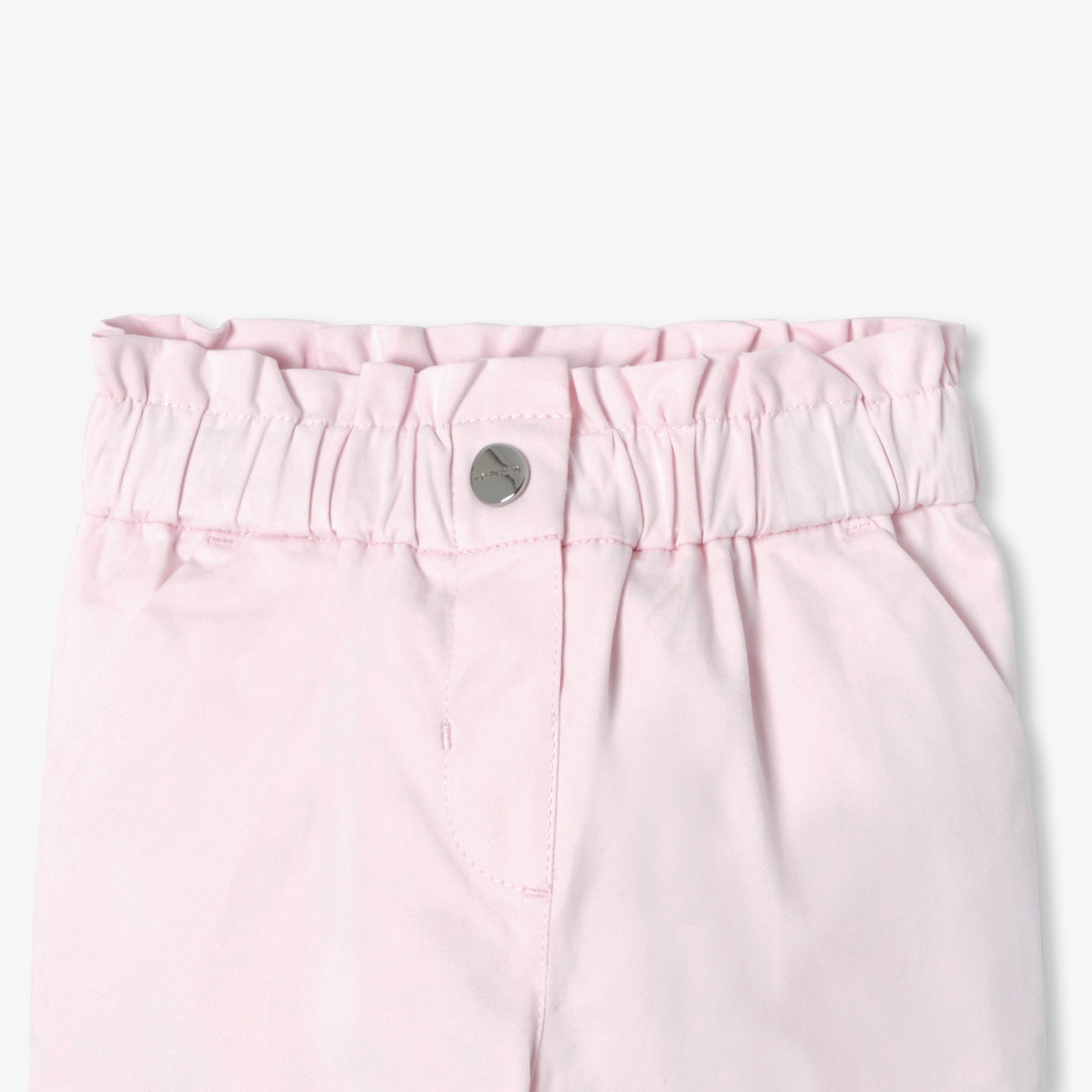 Baby girl paper bag trousers in cotton satin - rose poudre jacadi