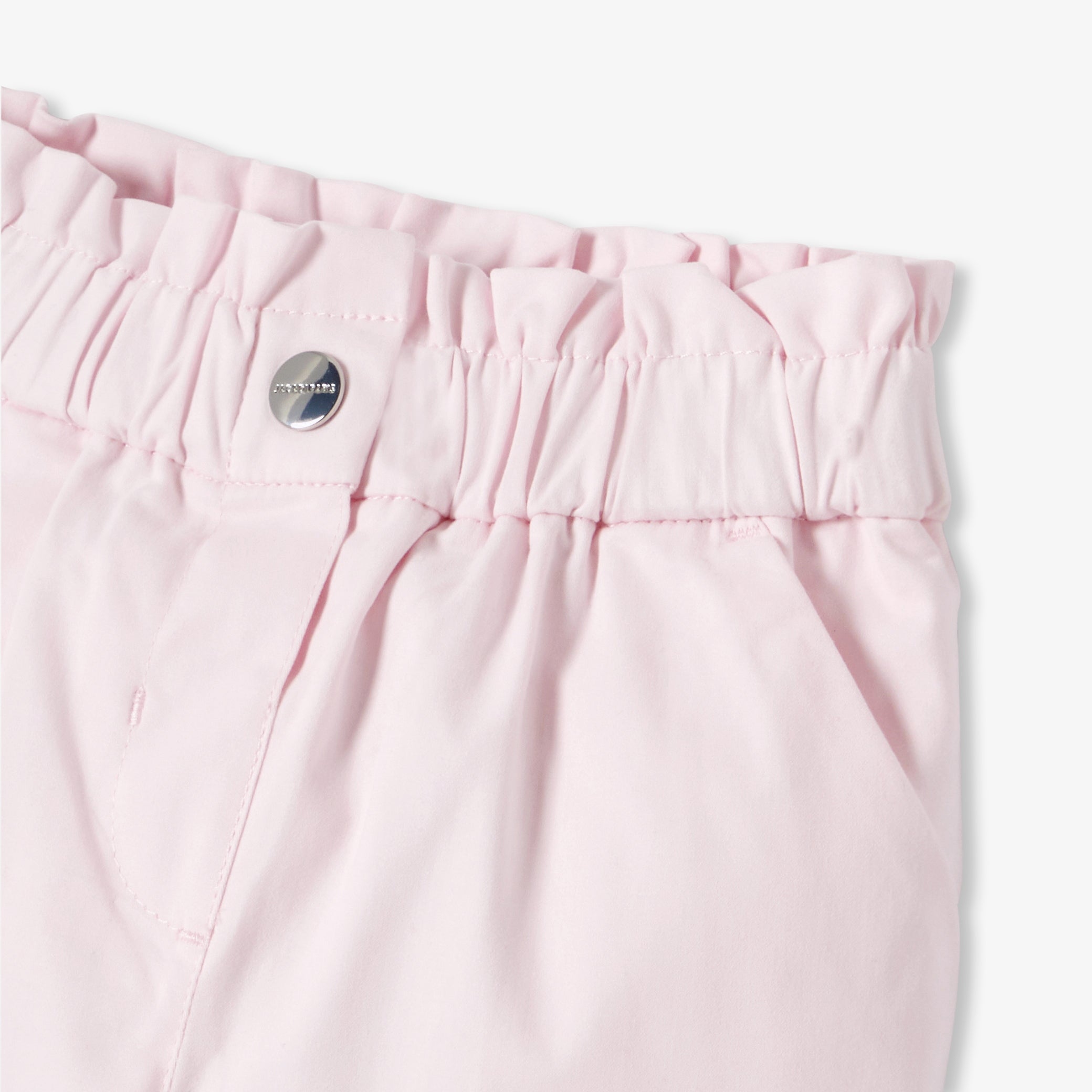 Baby girl paper bag trousers in cotton satin - rose poudre jacadi