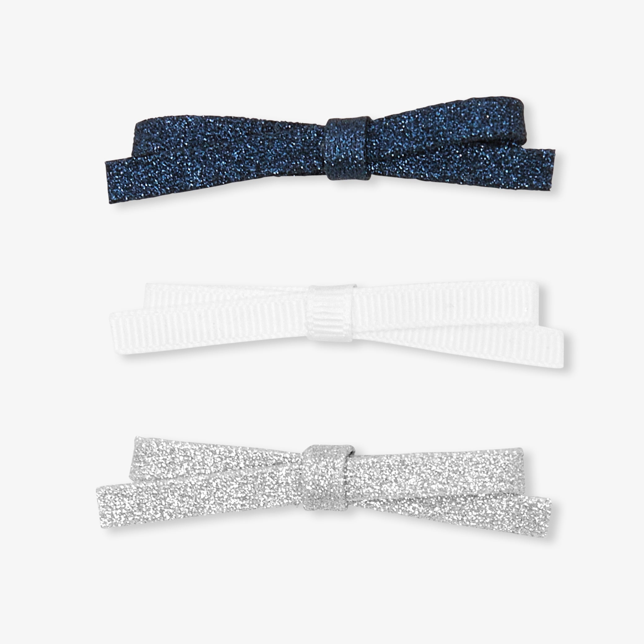 Girl trio of hair clips - argent/multico