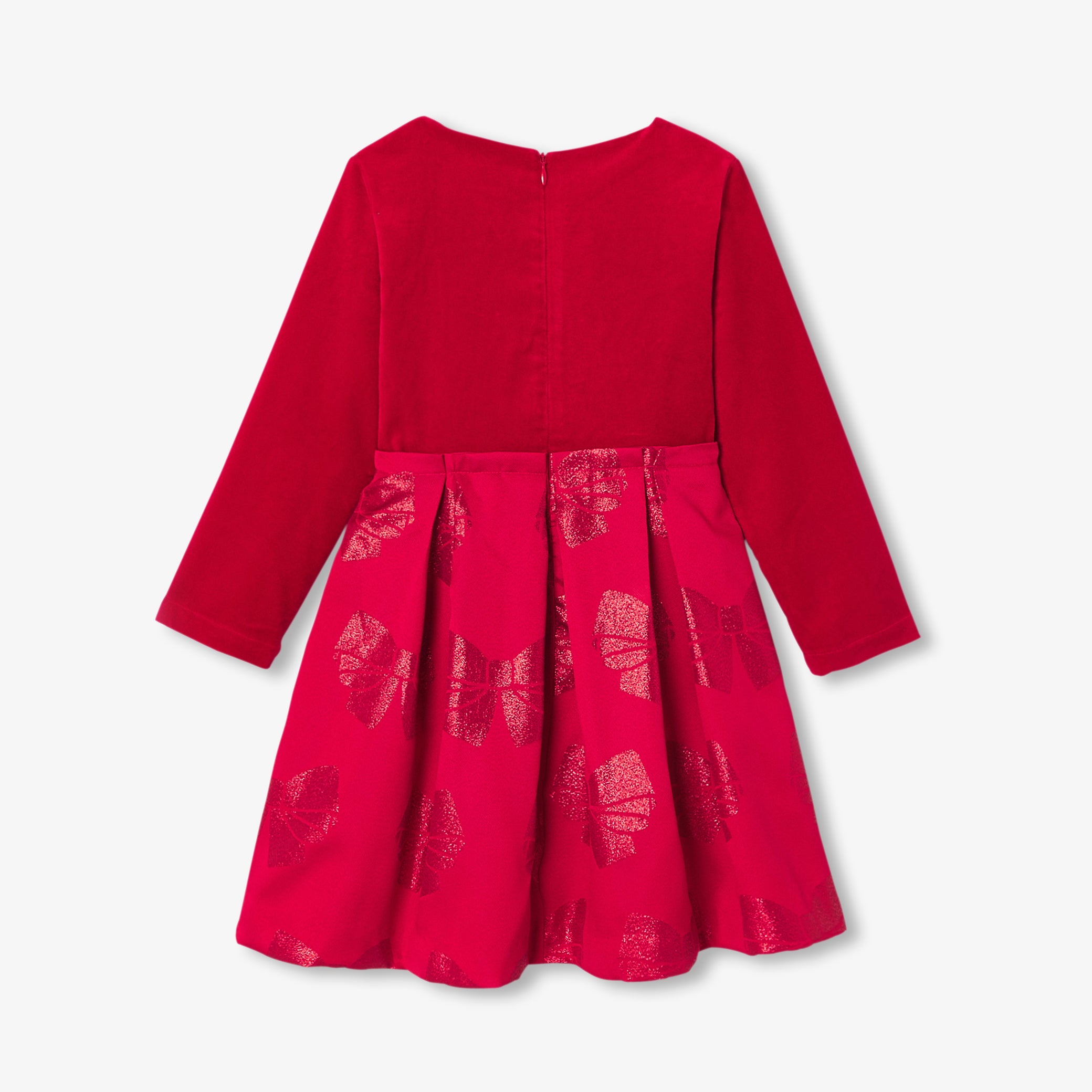 Girl bi-material dress - rouge jacadi