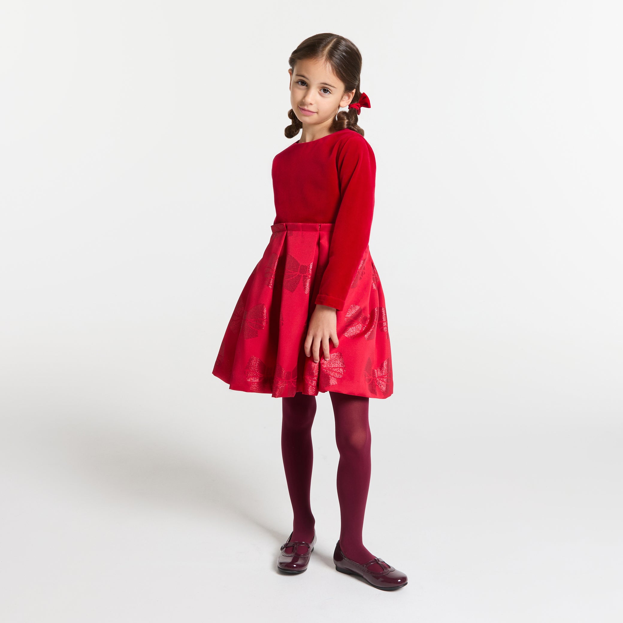 Girl bi-material dress - rouge jacadi