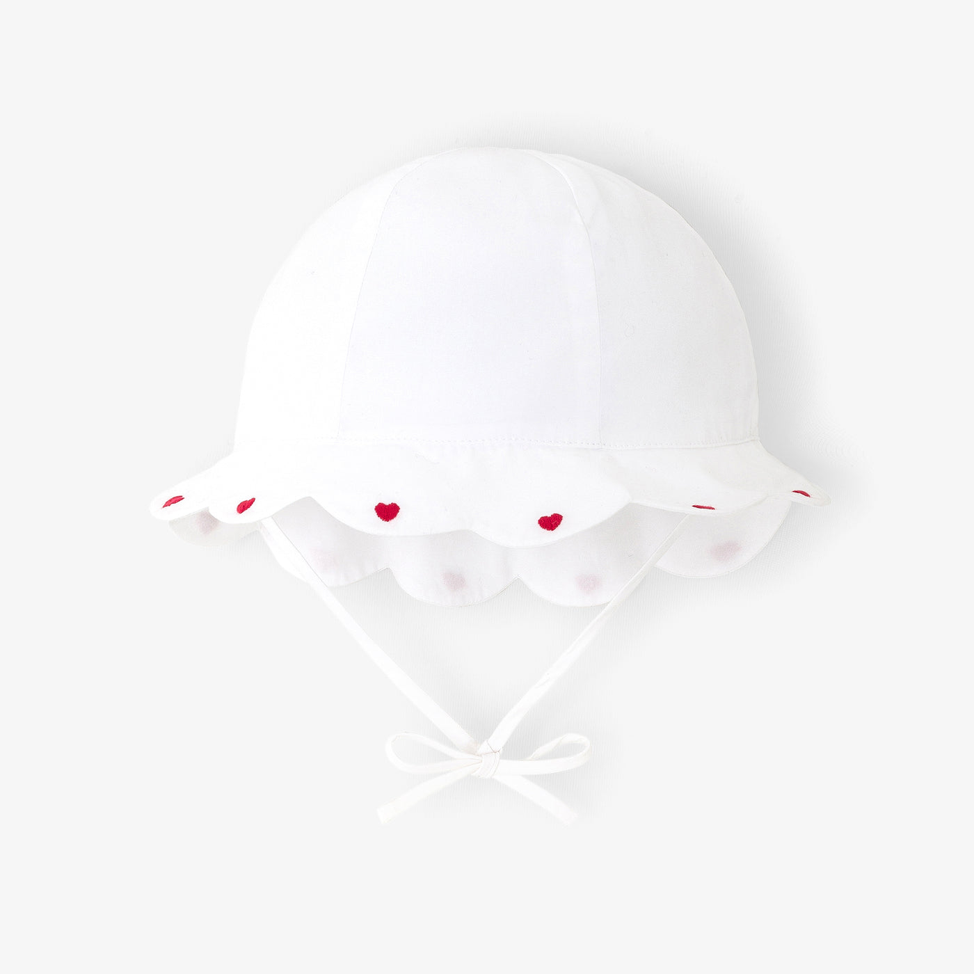 Baby girl hat in cotton with scalloped edge - blanc/bleu