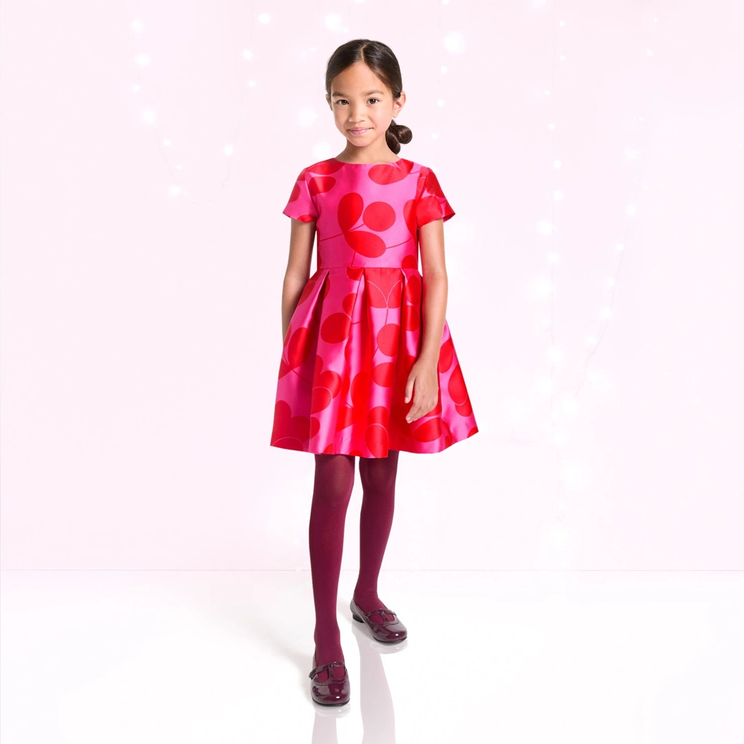 Girl jacquard dress - pink/red