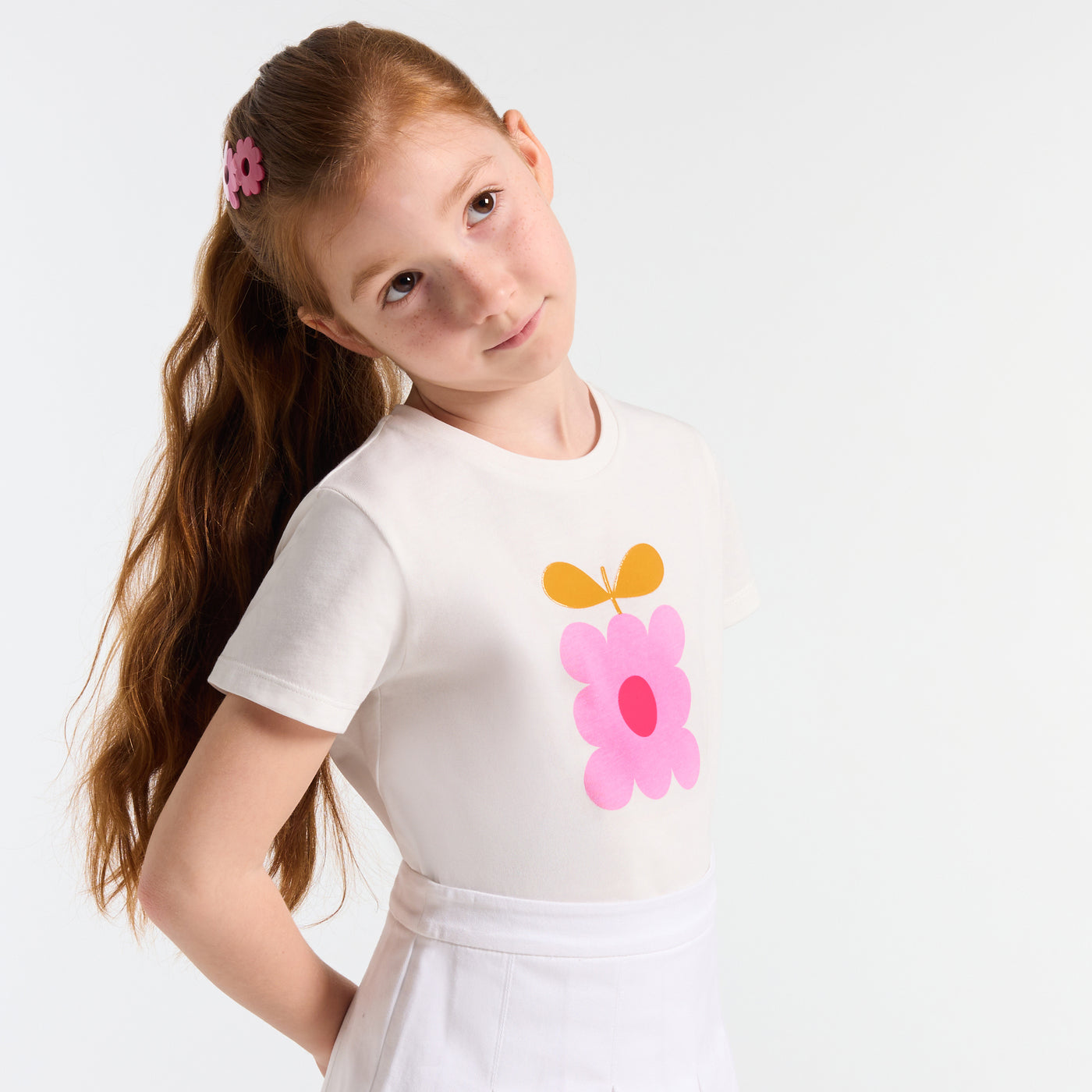 Jacadi cotton jersey t-shirt for girls - soft white