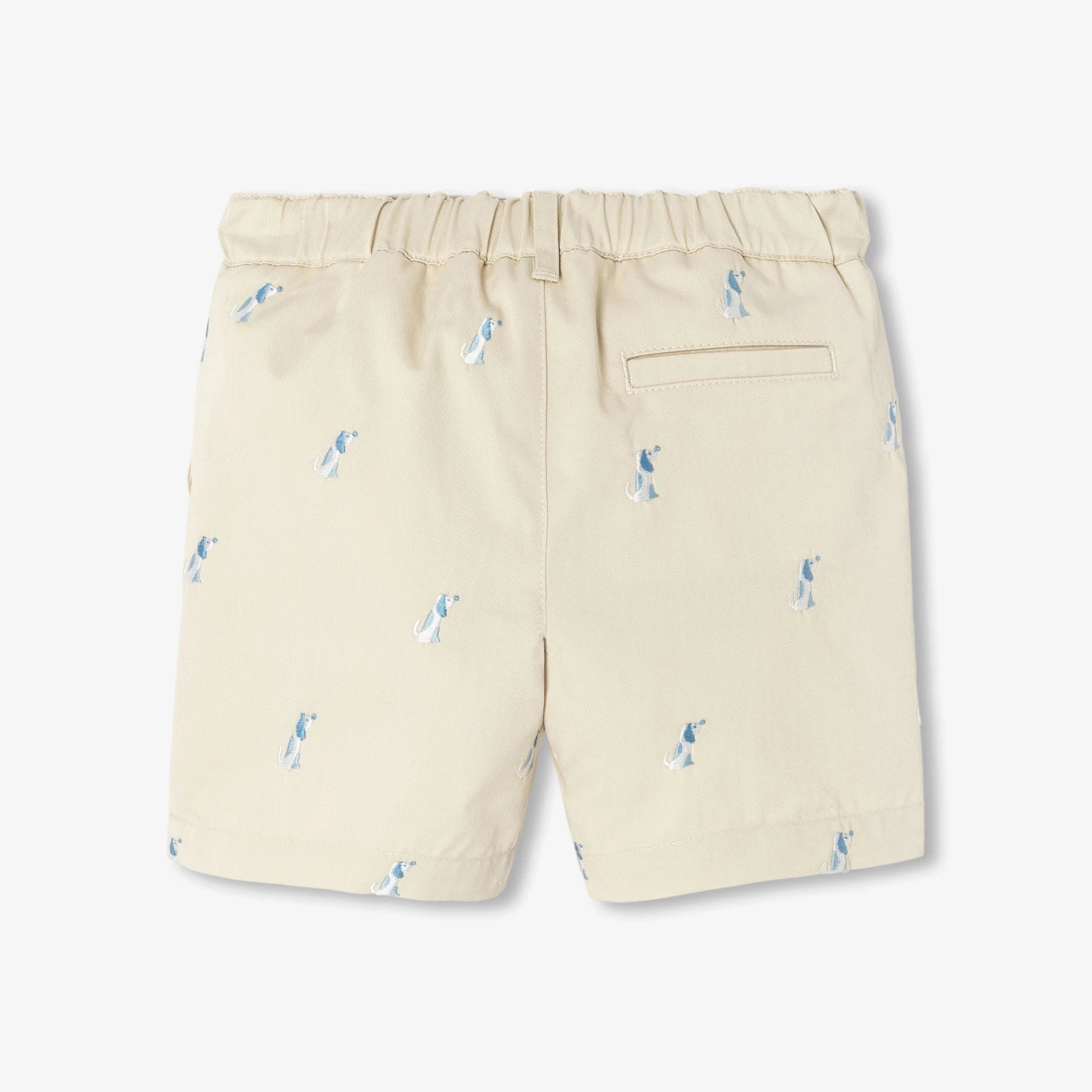 Baby boy twill shorts with small dog embroidery