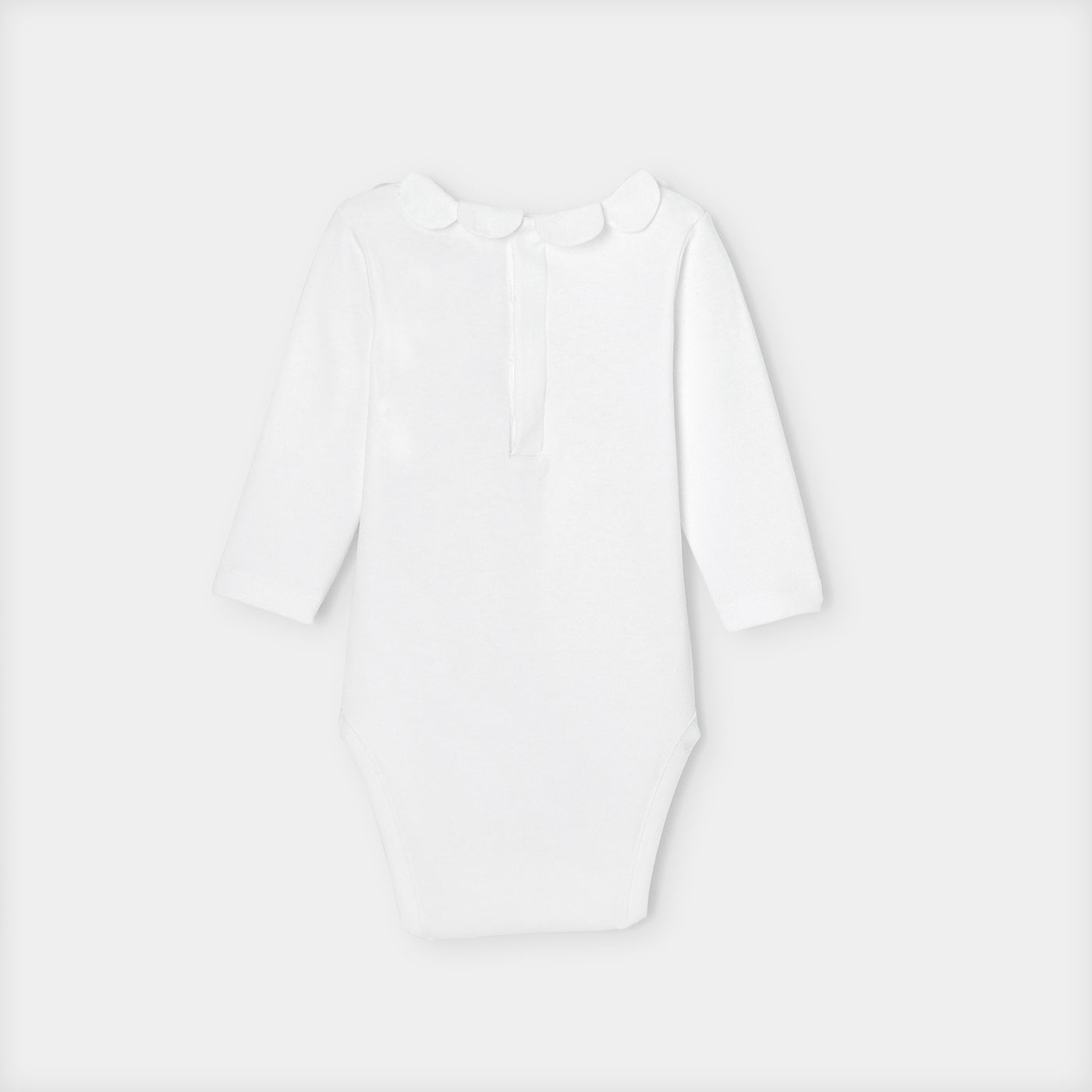 Baby girl bodysuit with petal collar