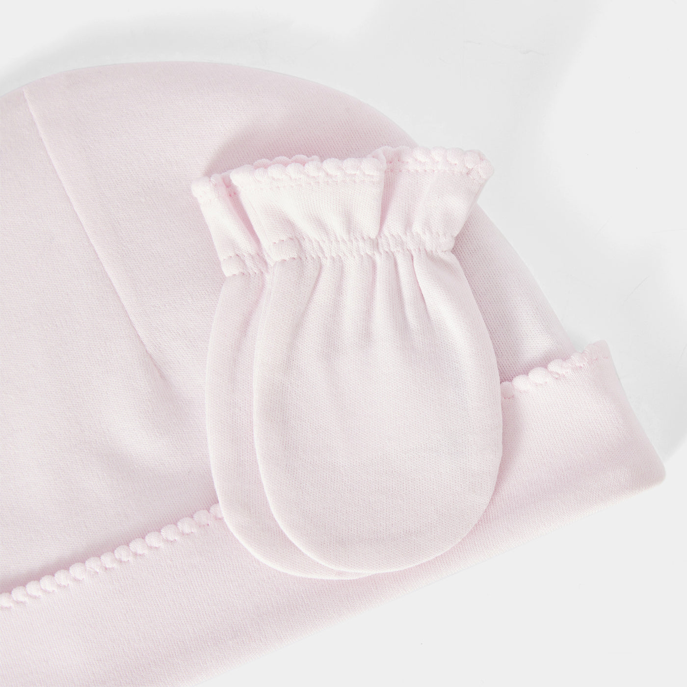 Baby bonnet and mittens set - rose pale jacadi