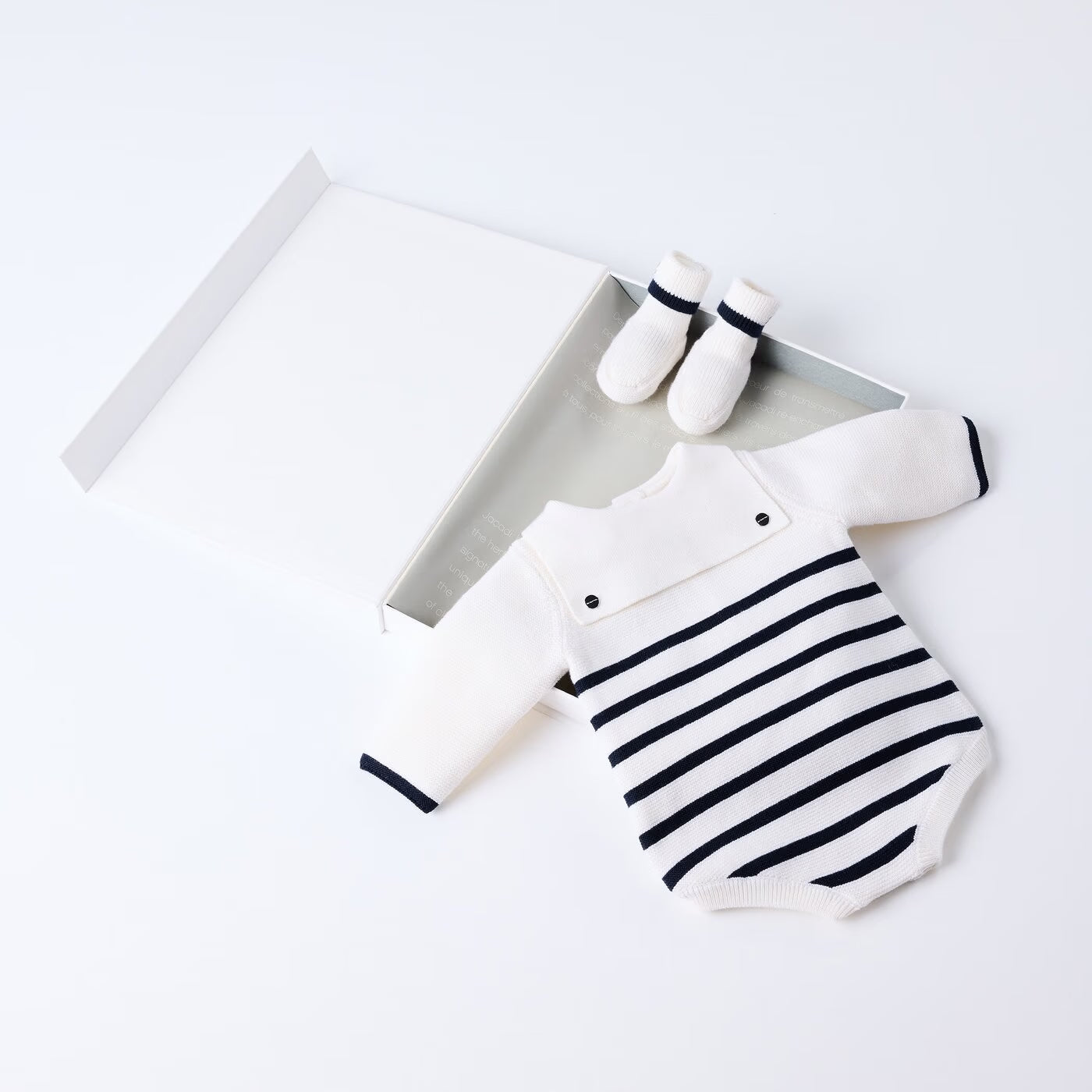 Jacadi My First Baby Romper - White/Navy