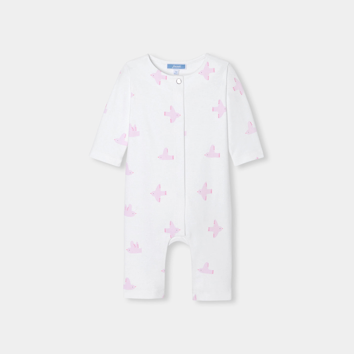 Baby girl jumpsuit in interlock - blanc/rose