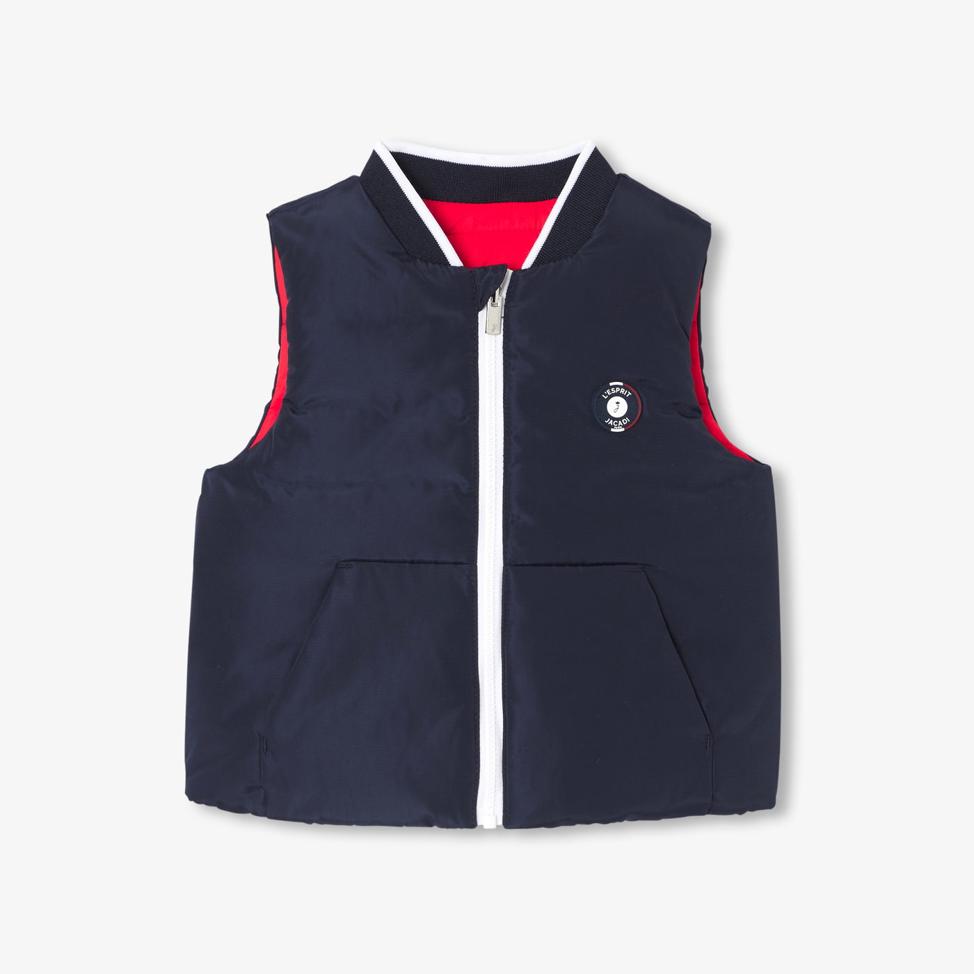 Baby boy sleeveless down jacket - marine/rouge