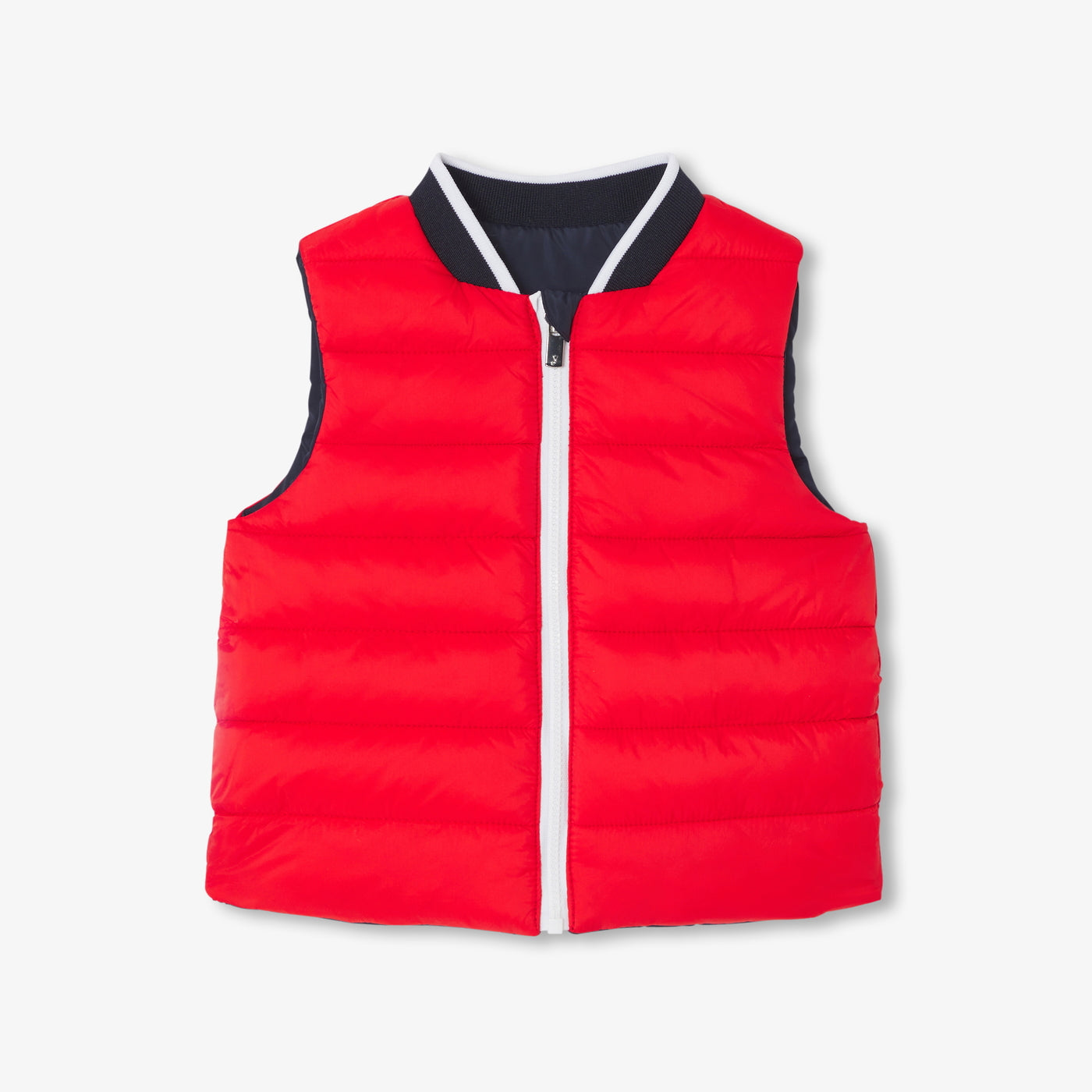 Baby boy sleeveless down jacket - marine/rouge
