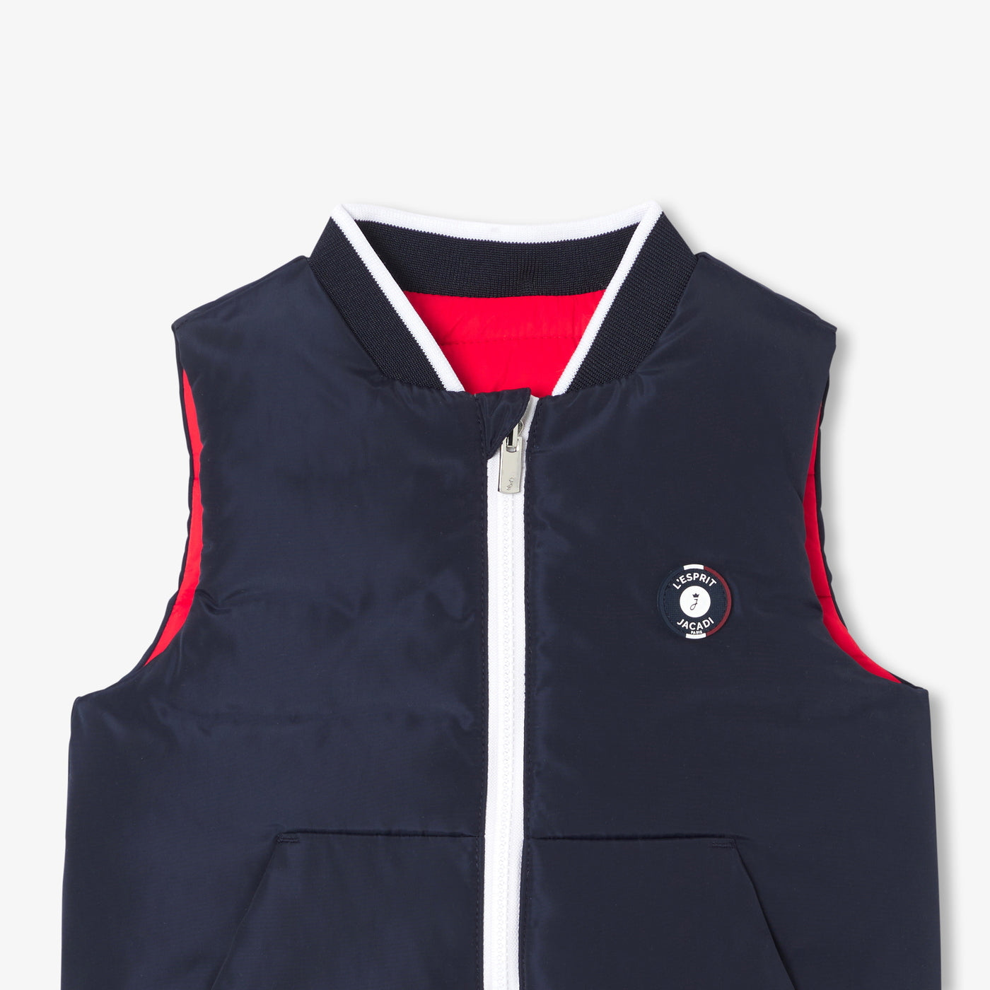Baby boy sleeveless down jacket - marine/rouge