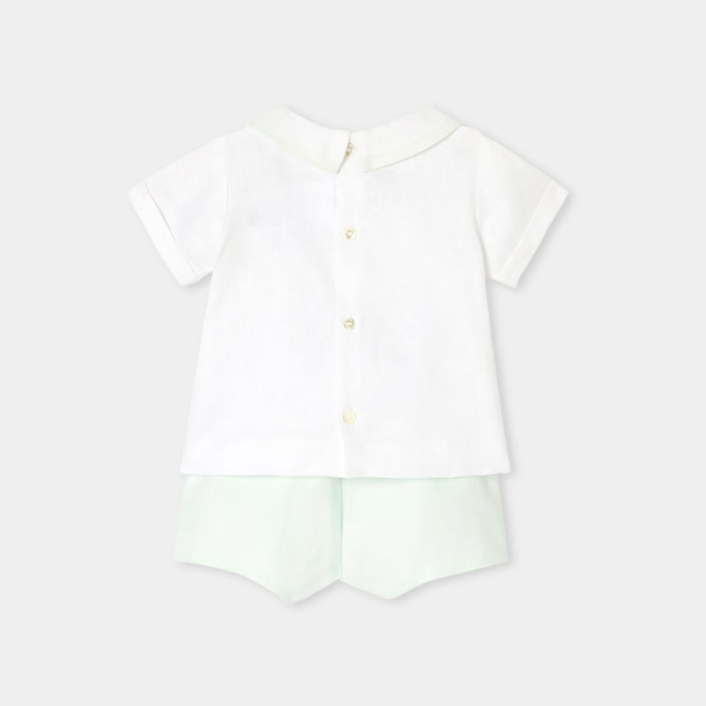 Baby boy linen set - white/green