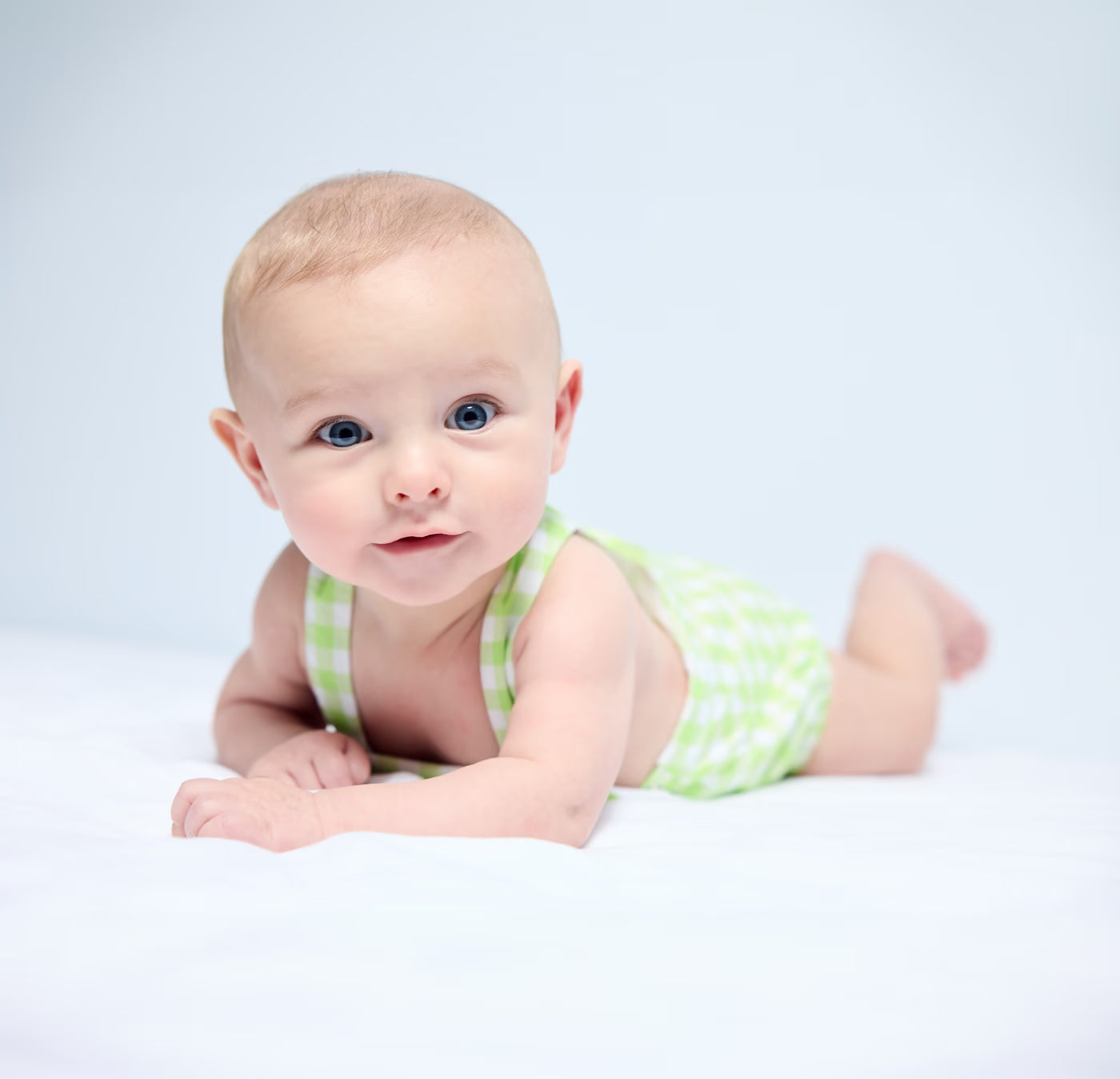 Baby boy's gingham romper - white/green