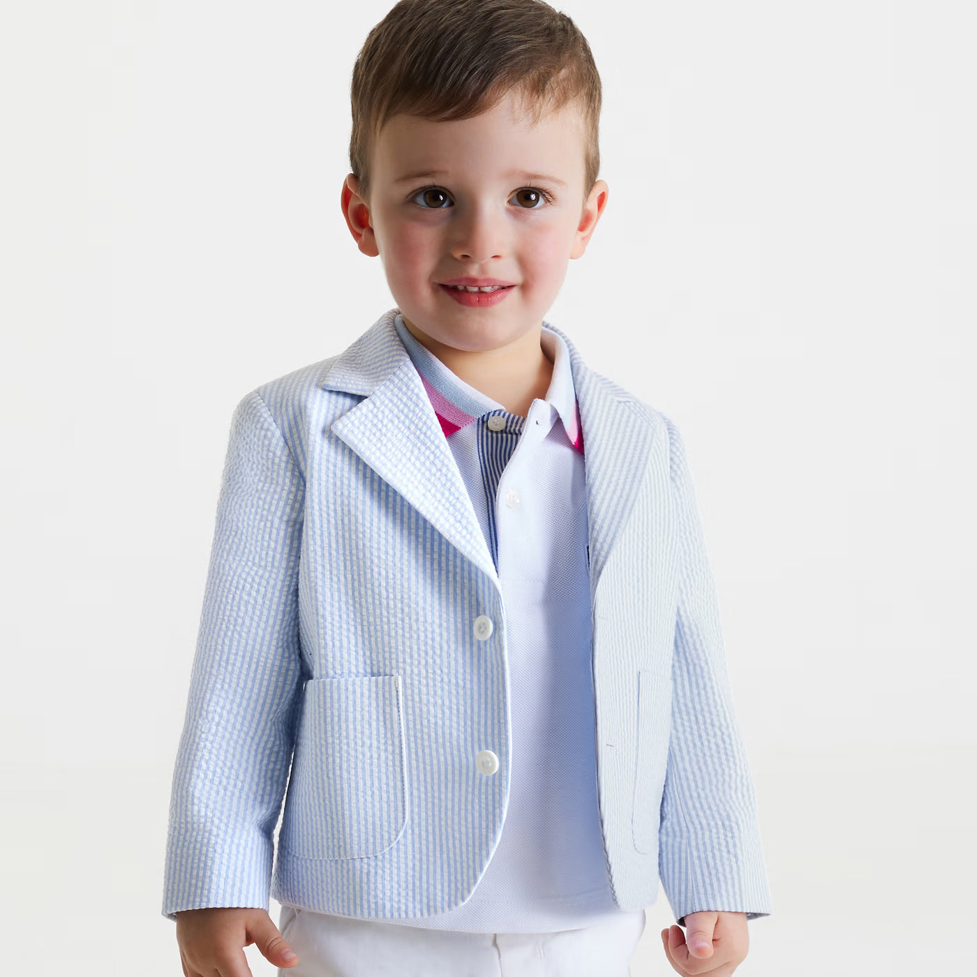 Baby boy seersucker jacket - blanc/ciel