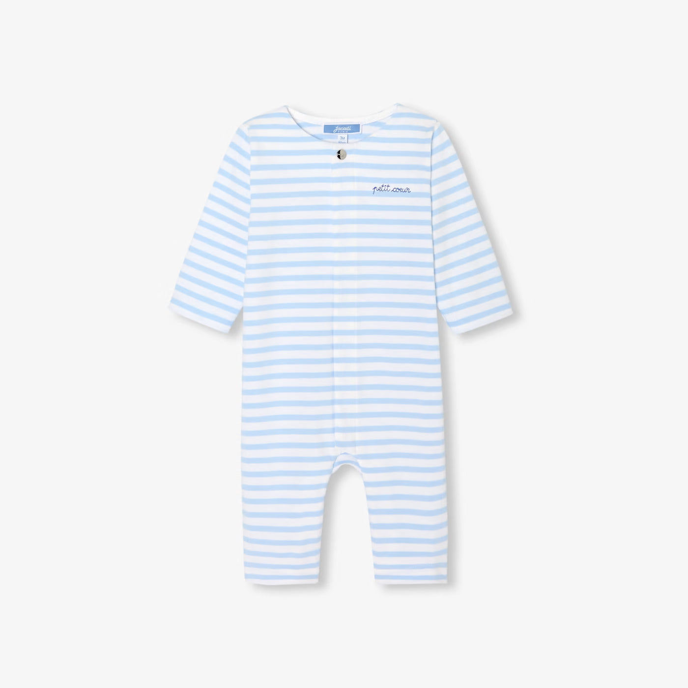 Baby boy jersey jumpsuit - white/blue