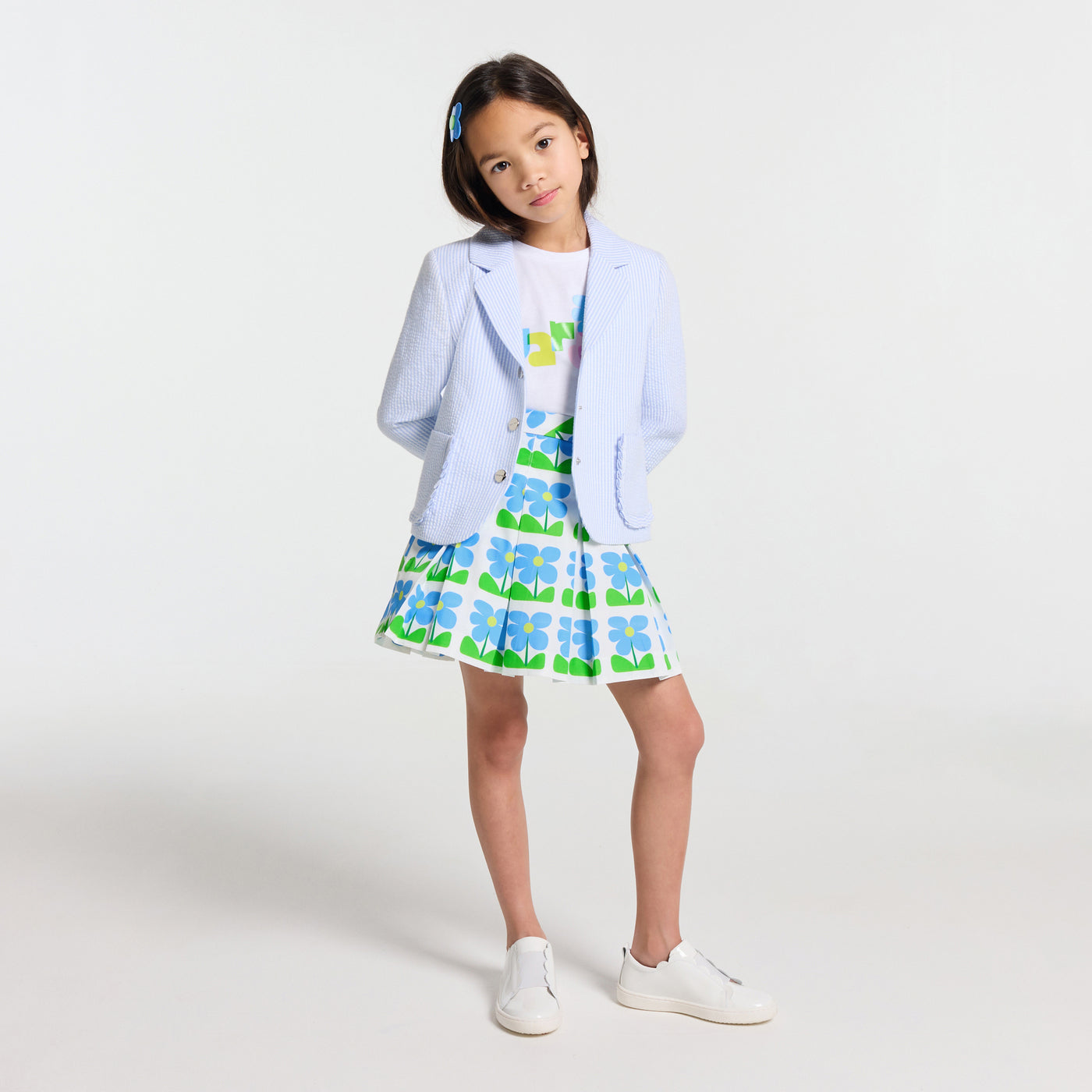 Girl pleated skirt in poplin