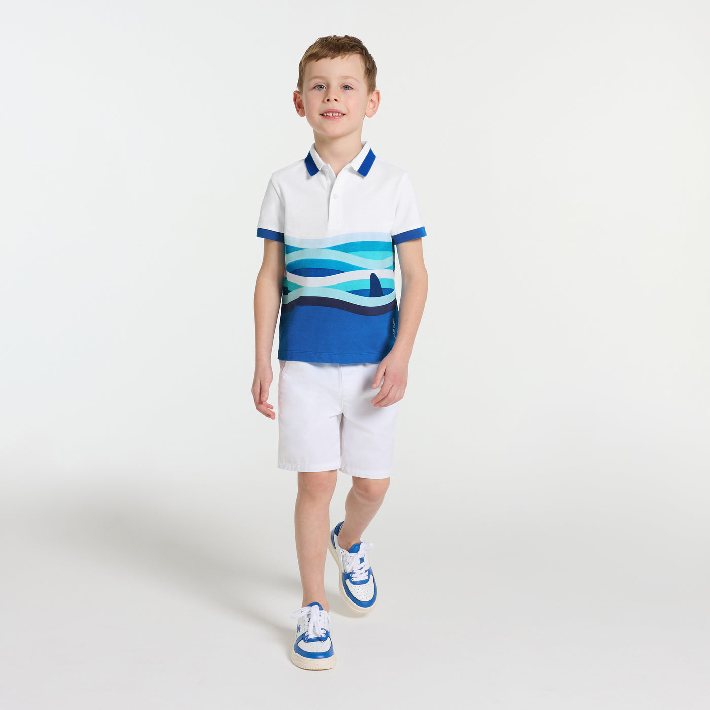 Boy polo shirt in mini piqué
