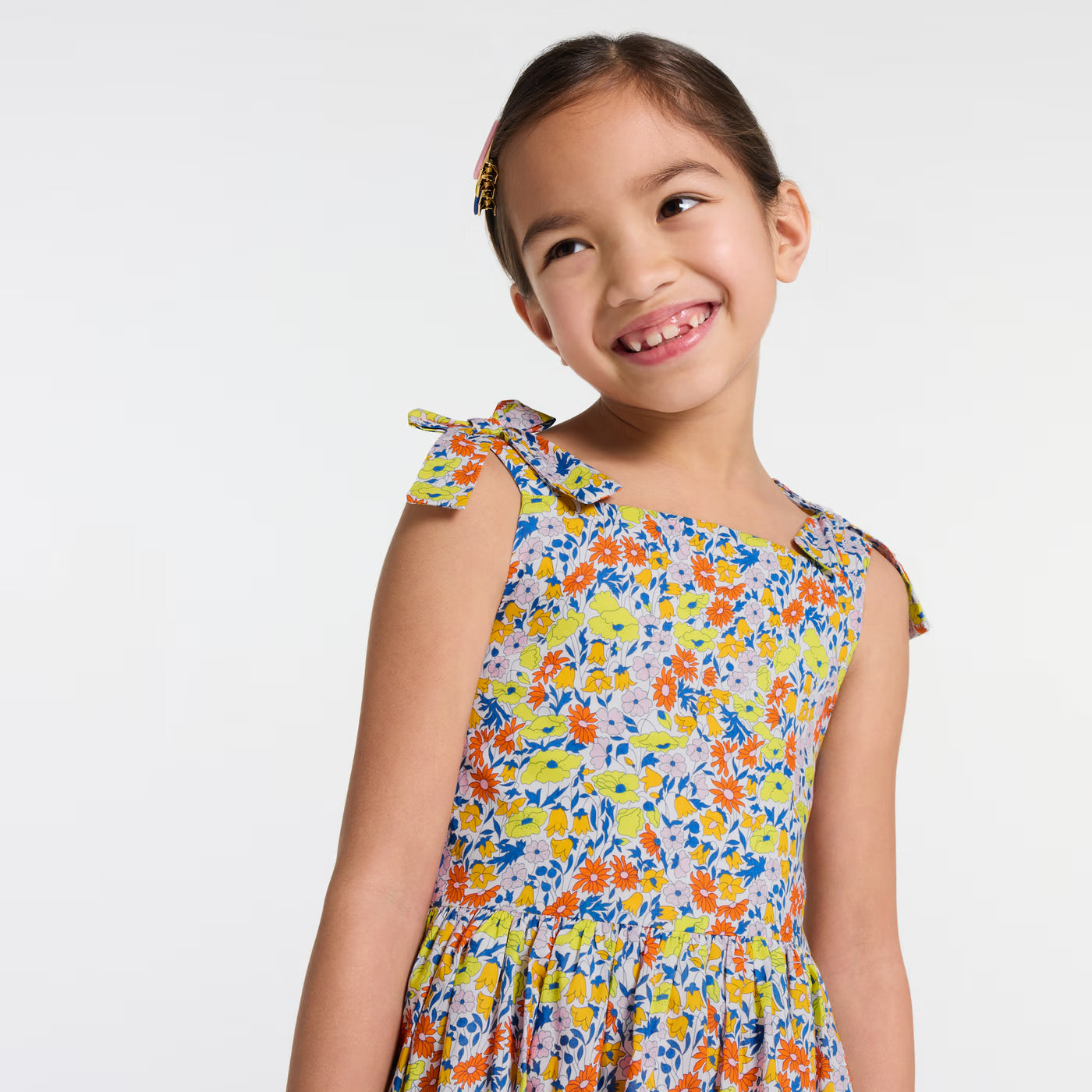 Liberty fabric girl's dress - white/multicolor