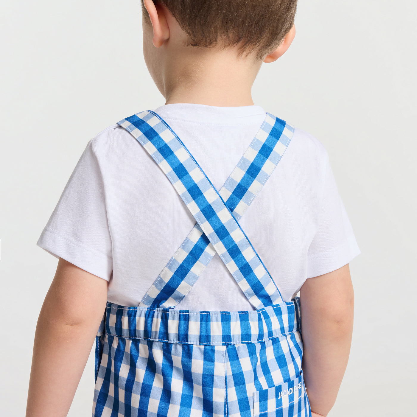 Baby boy short overalls in gingham
