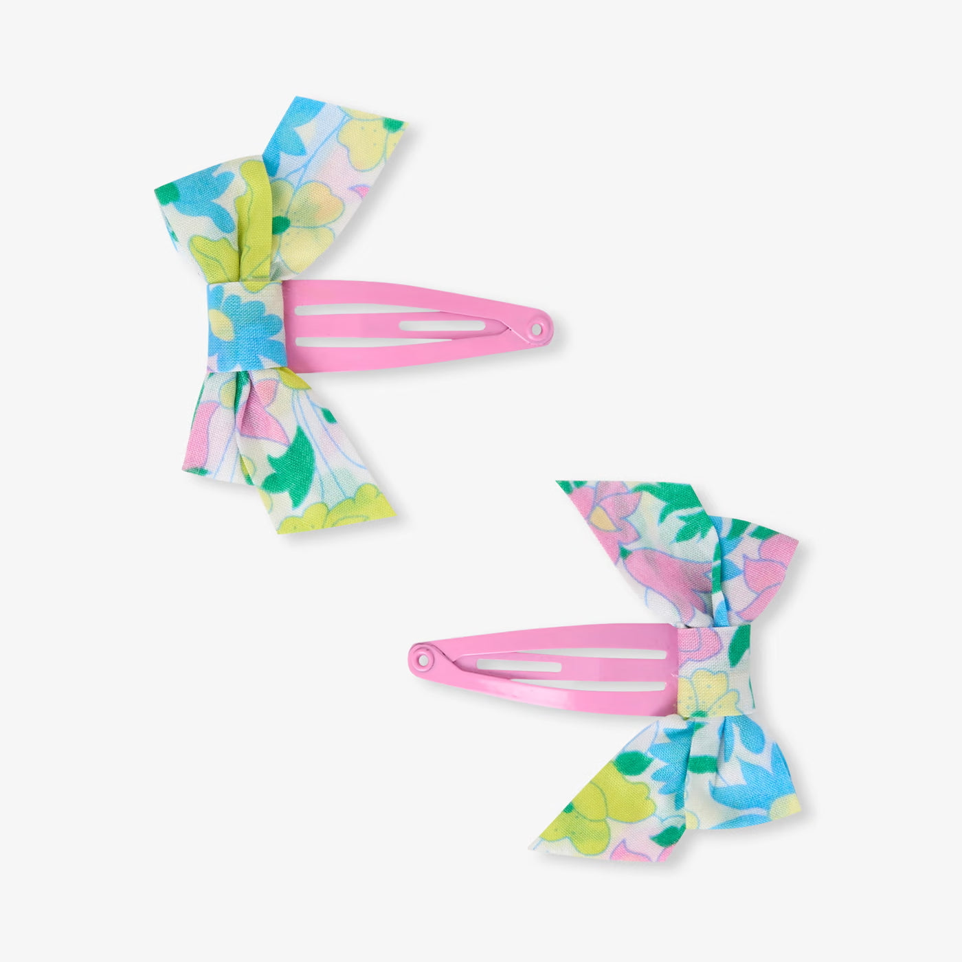 Liberty fabric bow barrette duo - yellow/multicolor