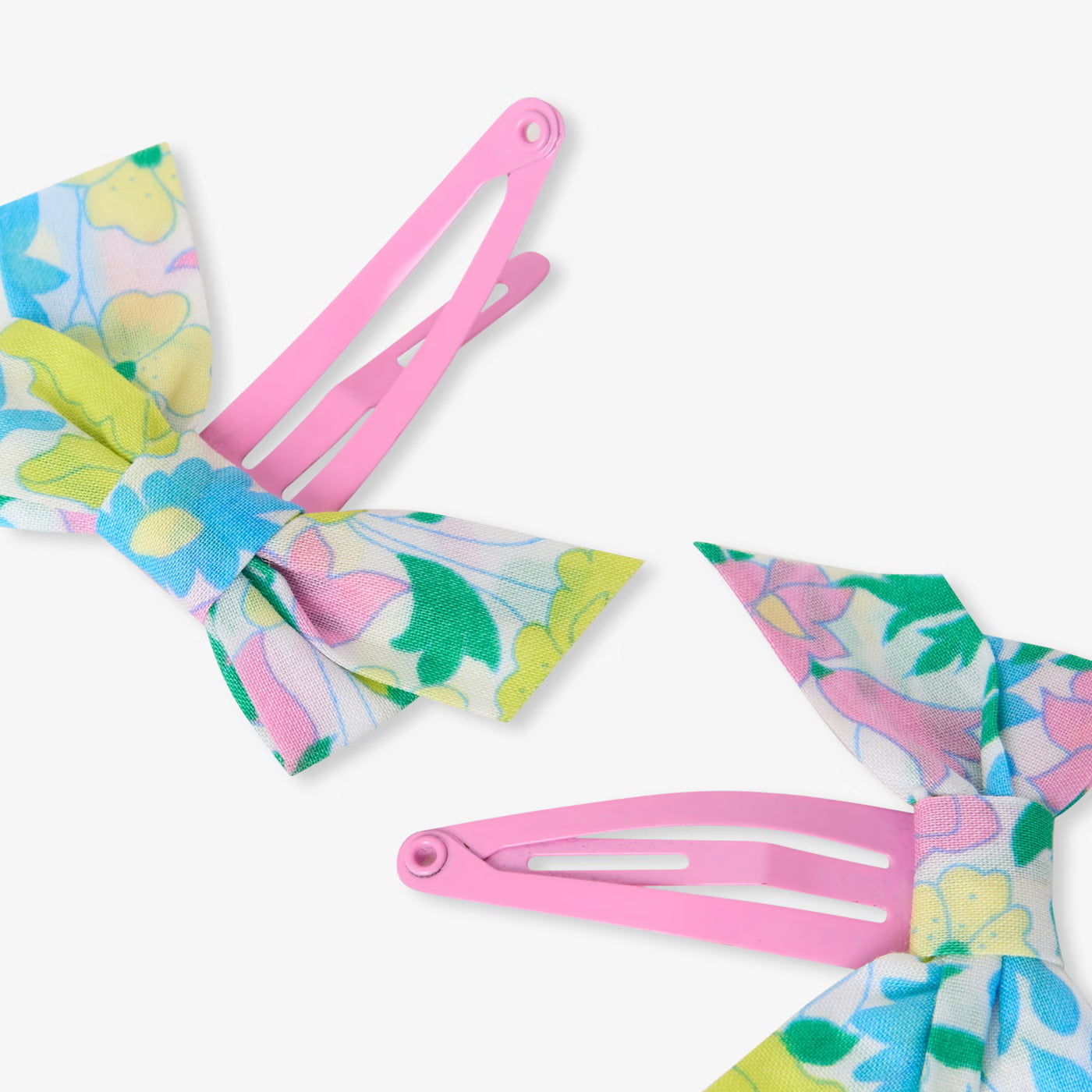 Liberty fabric bow barrette duo - yellow/multicolor