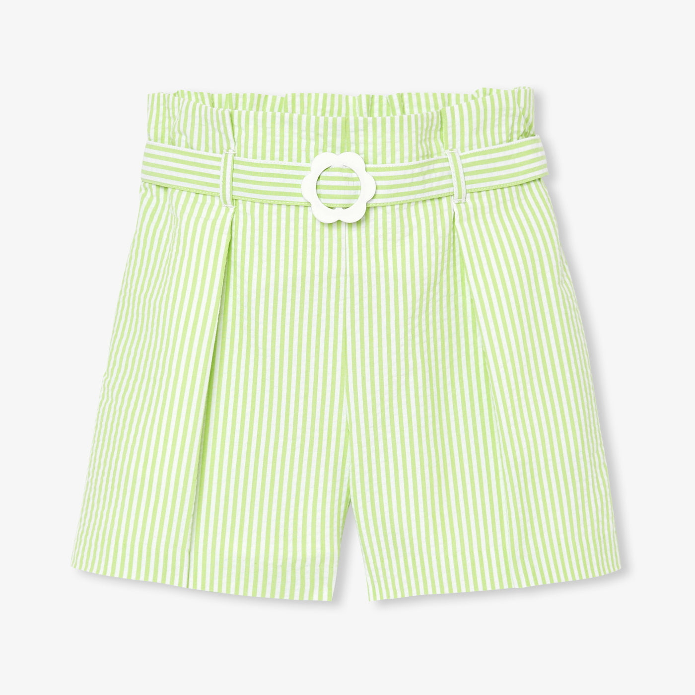 Girl seersucker shorts - white/green